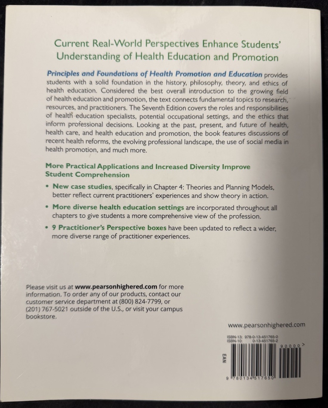Pearson Principles & Foundations of Health Promotion & Education 7th PB 2011