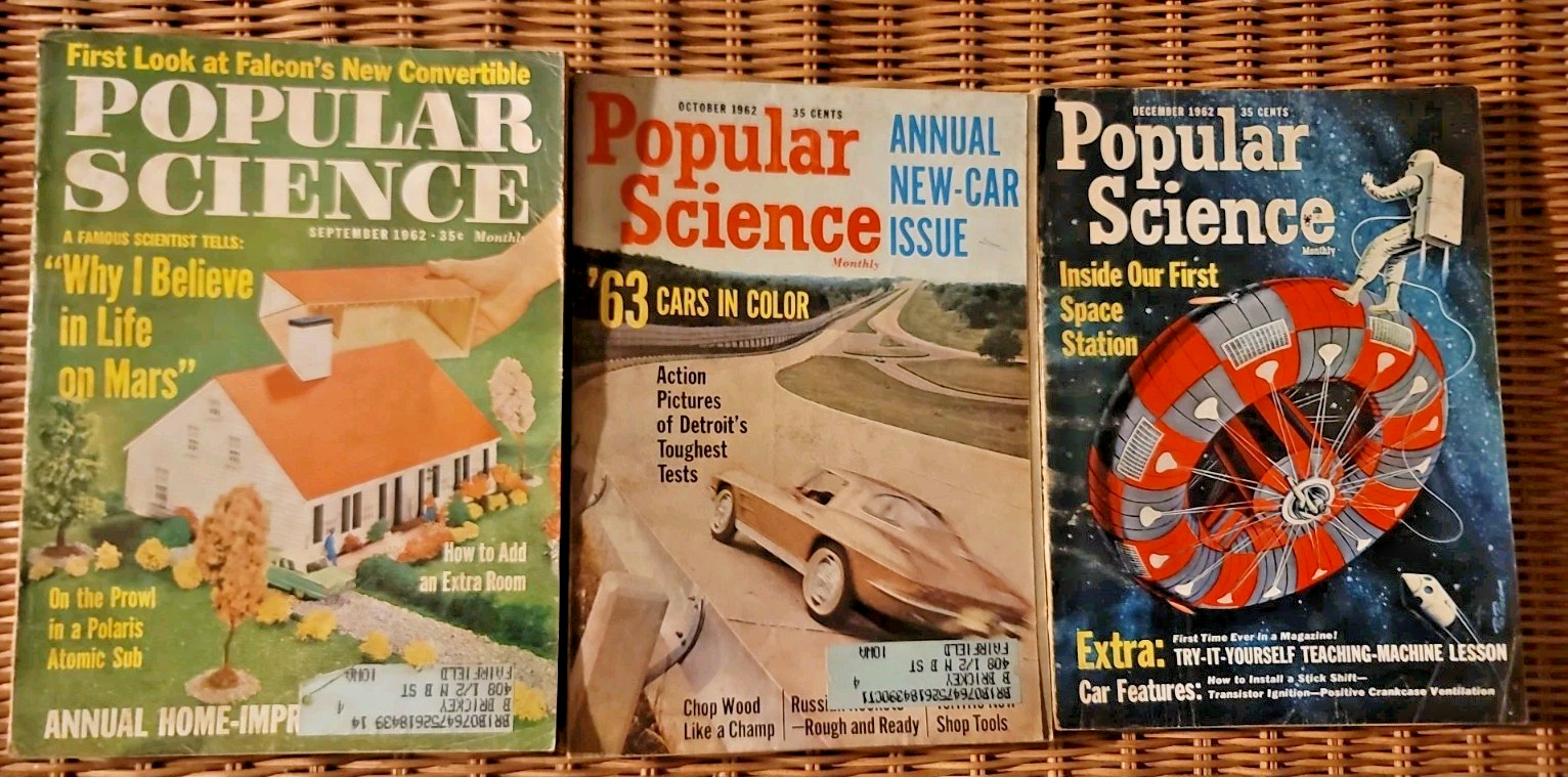 Popular Science Magazine 1962 Sept Oct & Dec Volume 181 Issues 3, 4, & 6