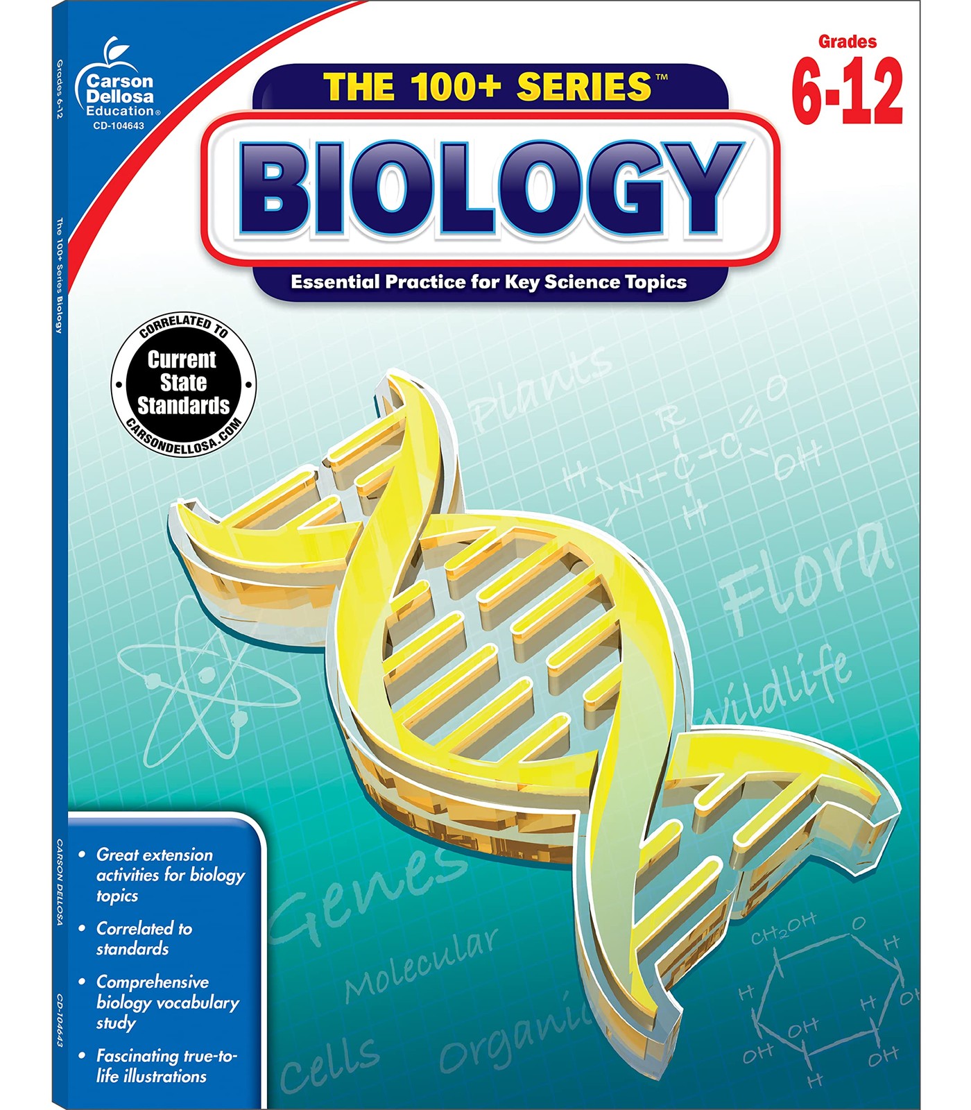 Carson Dellosa The 100 Series: Biology Workbook—Grades 6-12 Science, Matte…