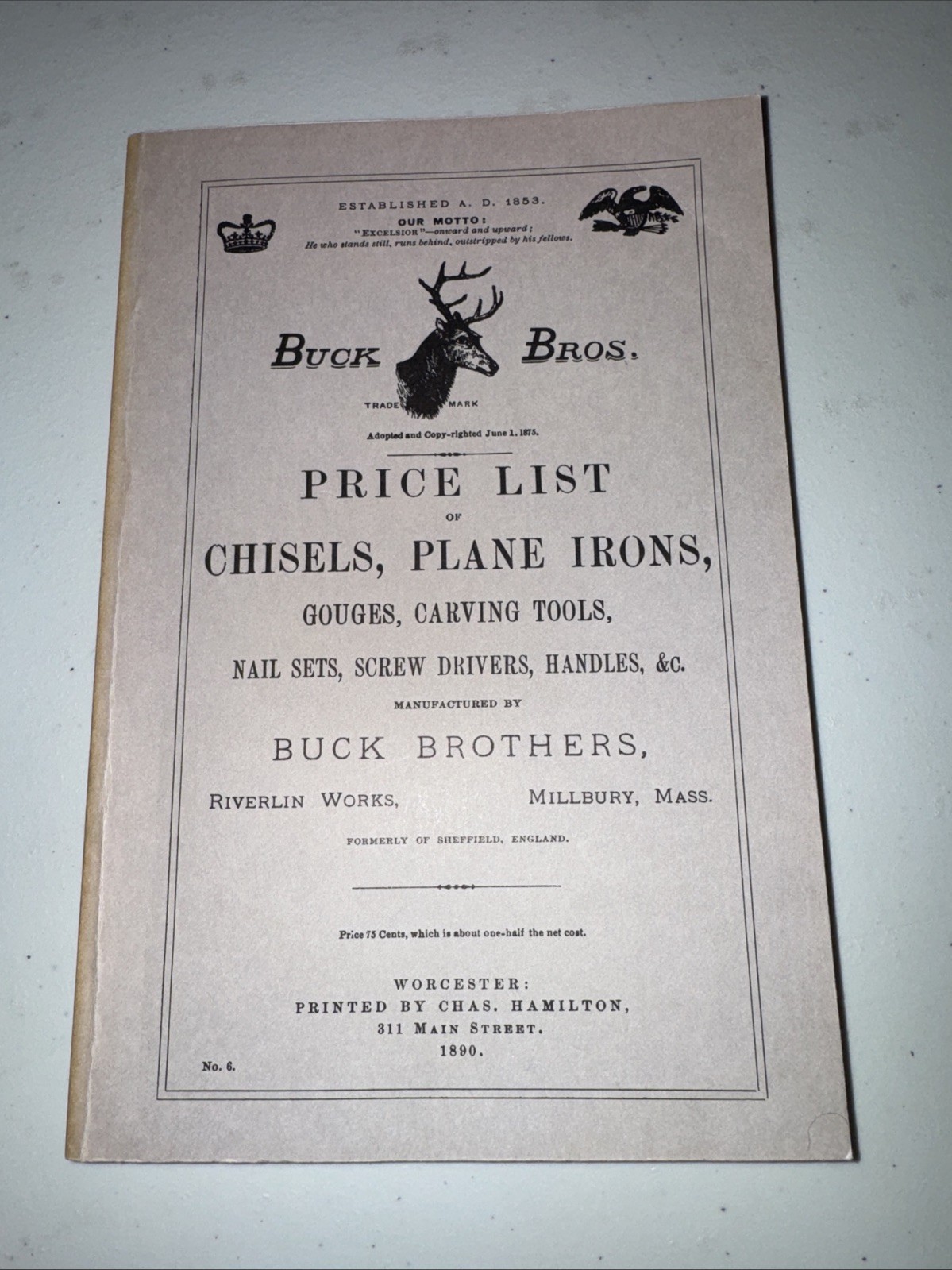 Buck Brothers Price List of Chisels, Plane Irons, Gouges, Carving Tools, 1976