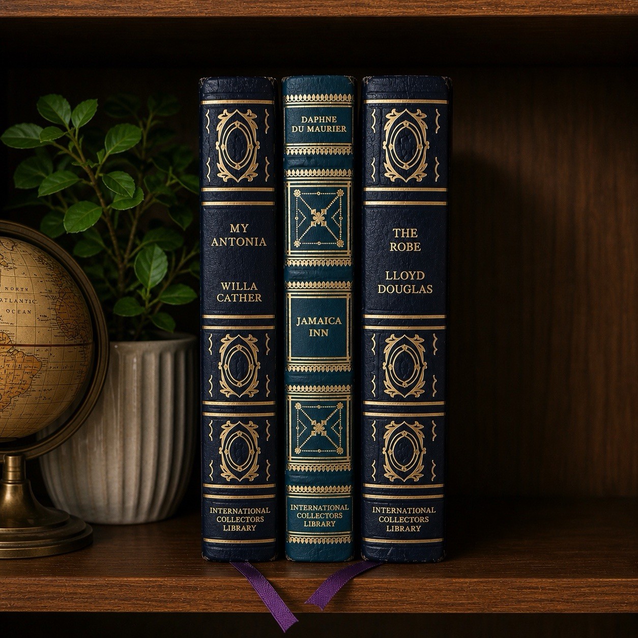 Set of 3 Intl Collectors Library – Faux Leather – Classics – Gold Gilt – 1980s