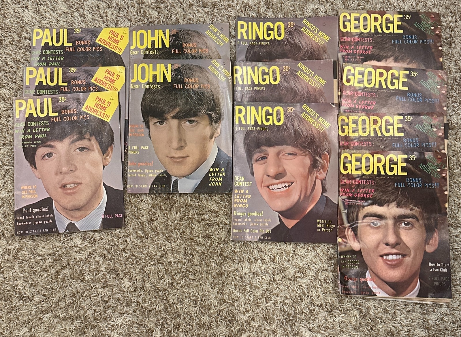 Lot of 12 Teen Screen Life Story Beatles Fan Magazines John Paul George Ringo