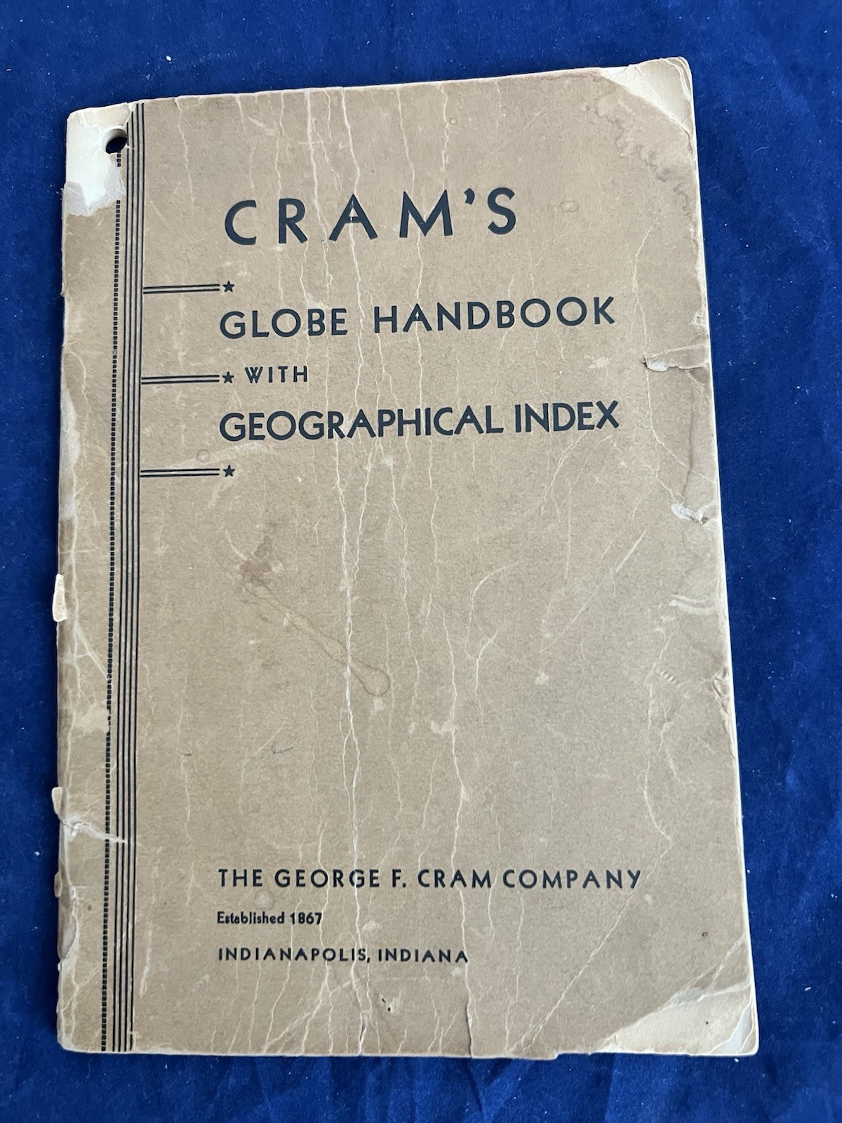1867 Cram’s Globe Handbook with Geographical Index 64 Pgs Orig. 1st Edition
