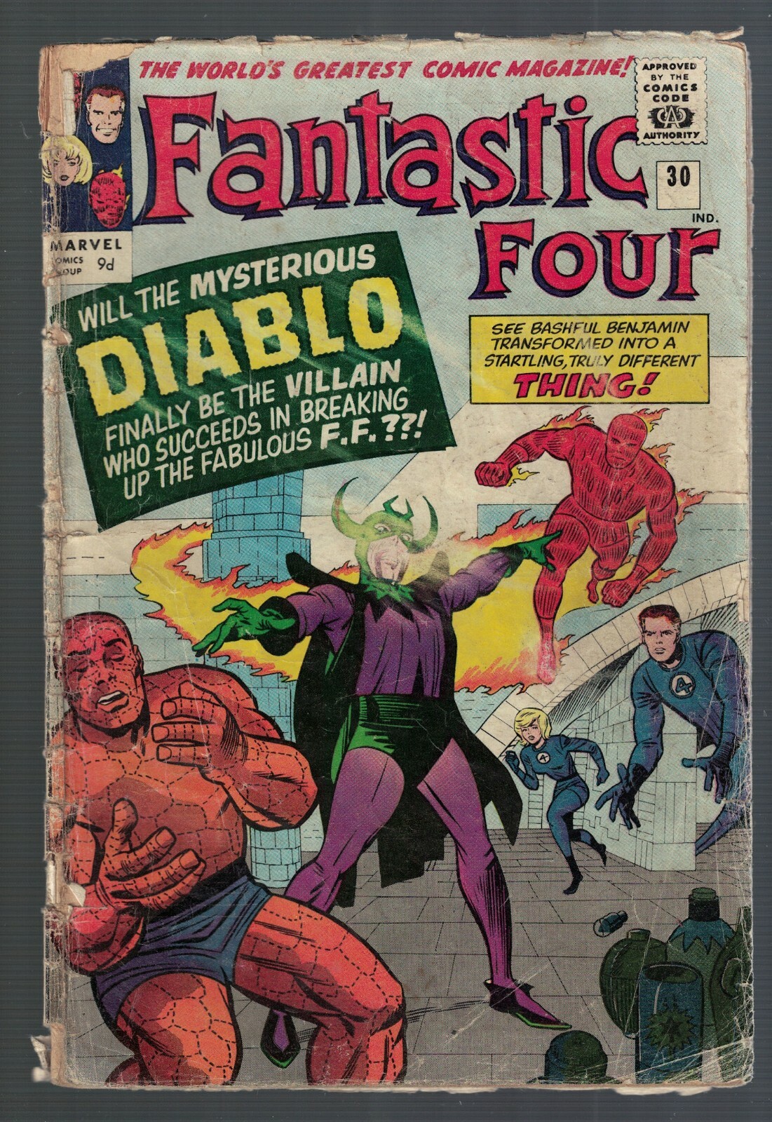 Marvel Comics Fantastic Four 30 G 2.0 1964 1st Appearance Diablo