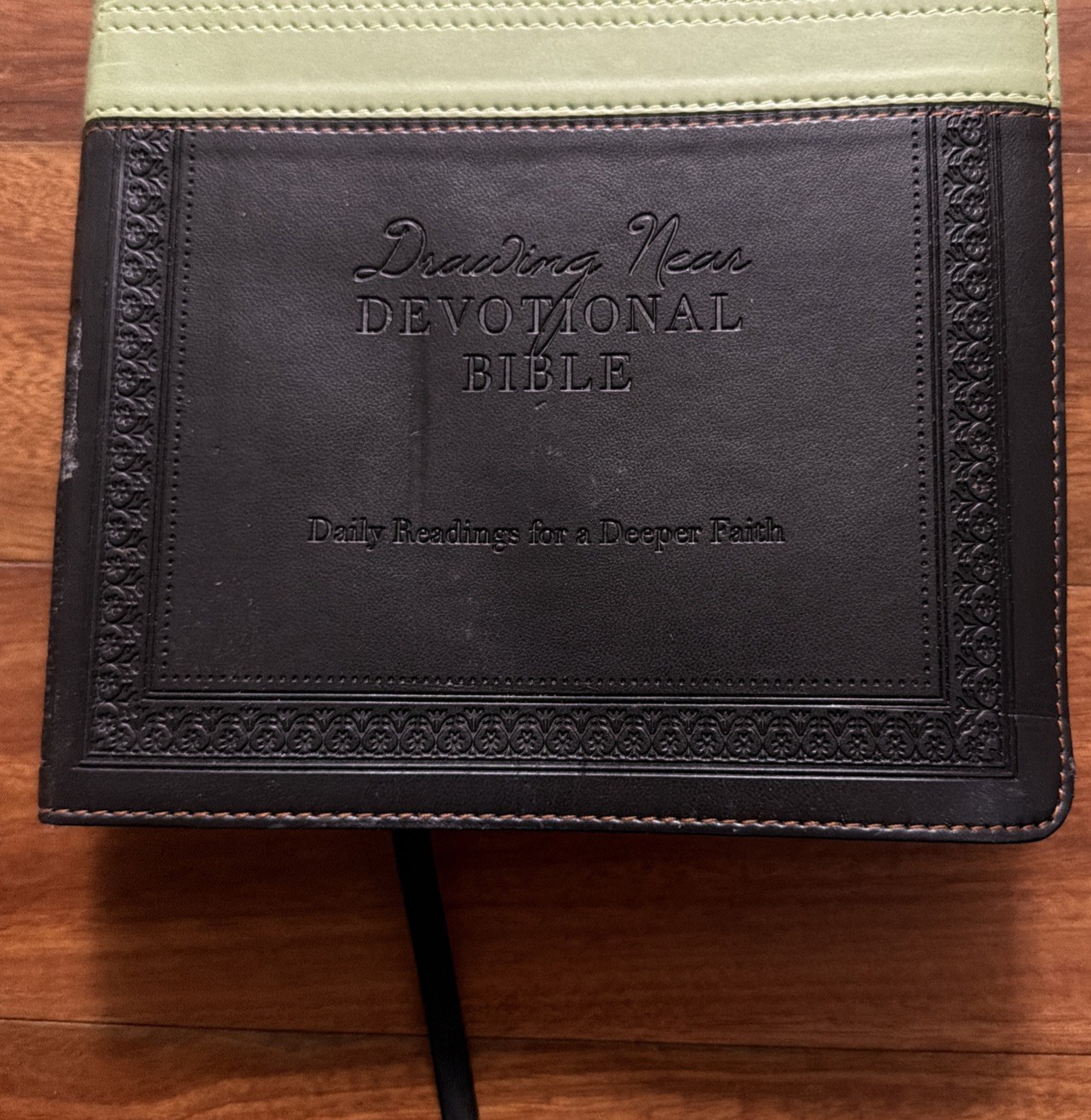 ESV MacArthur Drawing Near Devotional Bible TruTone Charcoal/Sage Trail Design