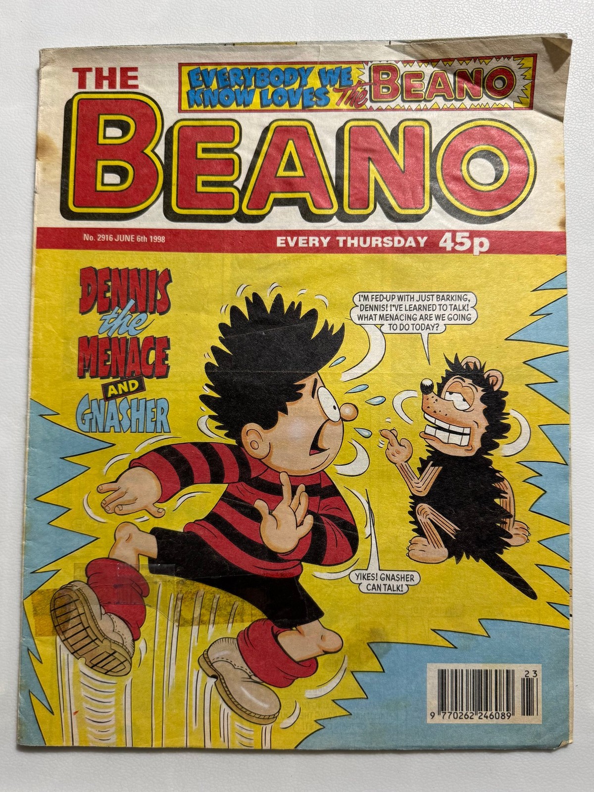The Beano Comic No. 2916 June 6th 1998 Dennis the Menace and Gnasher Issue