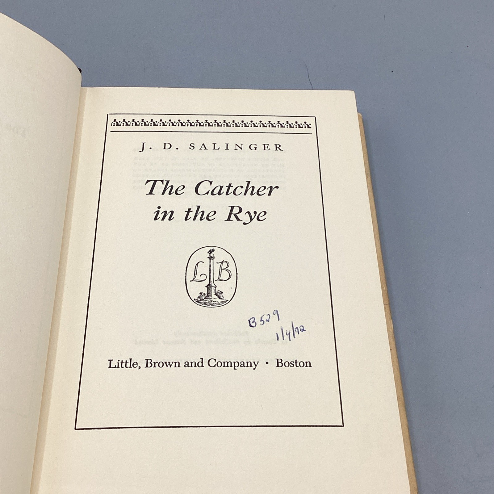THE CATCHER IN THE RYE by J.D. Salinger 1951 1st Edition/29th Print HCDJ