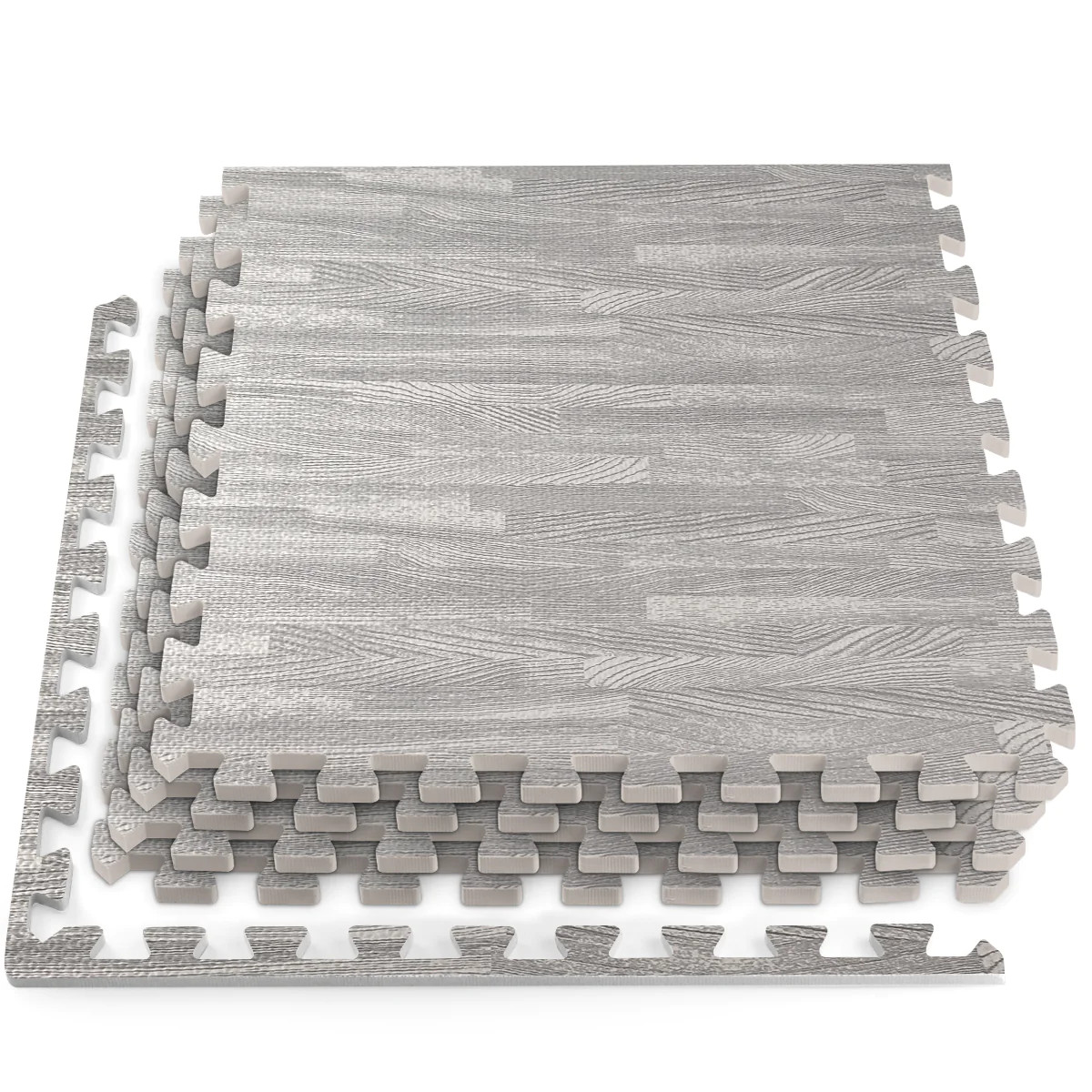HomeCube USA 3/8 Inch Thick Interlocking Wood Grain Foam Floor 24 in x 24 in