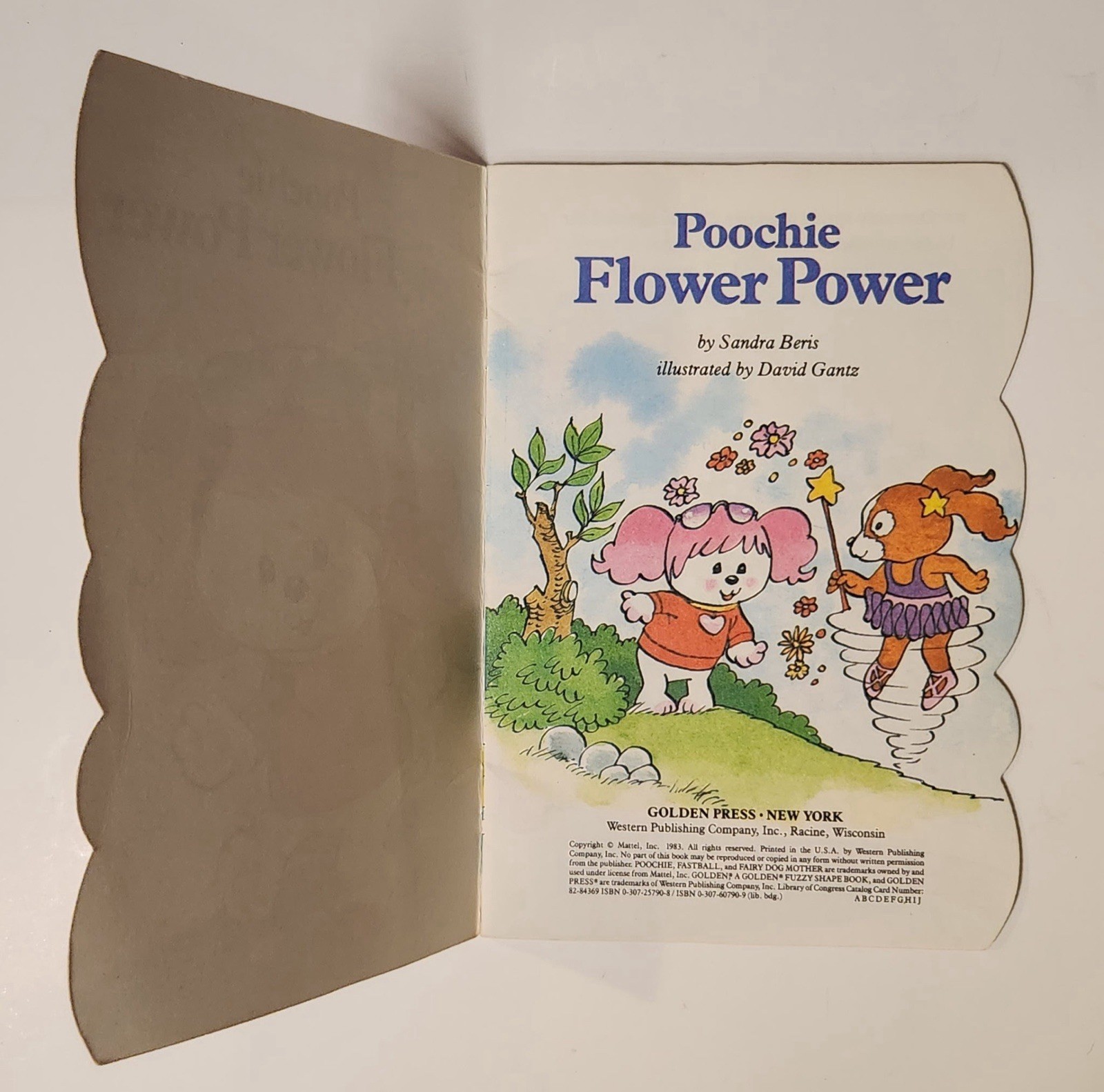 Vintage 1983 Poochie Flower Power Golden Fuzzy Shape Book Mattel Golden Press