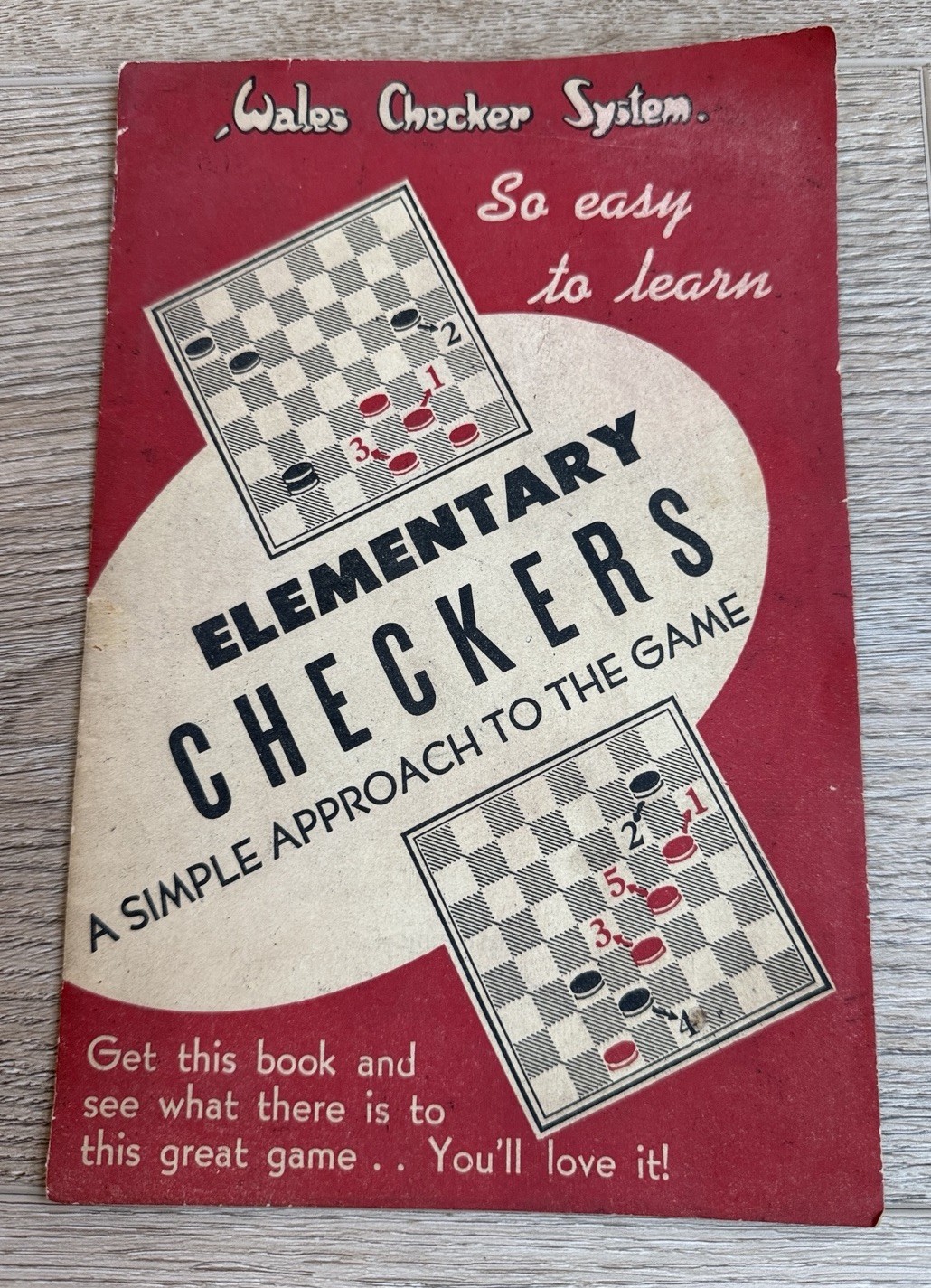 VINTAGE 1950 Elementary Checkers Booklet Wales Game Systems No 1 Rare Ephemera