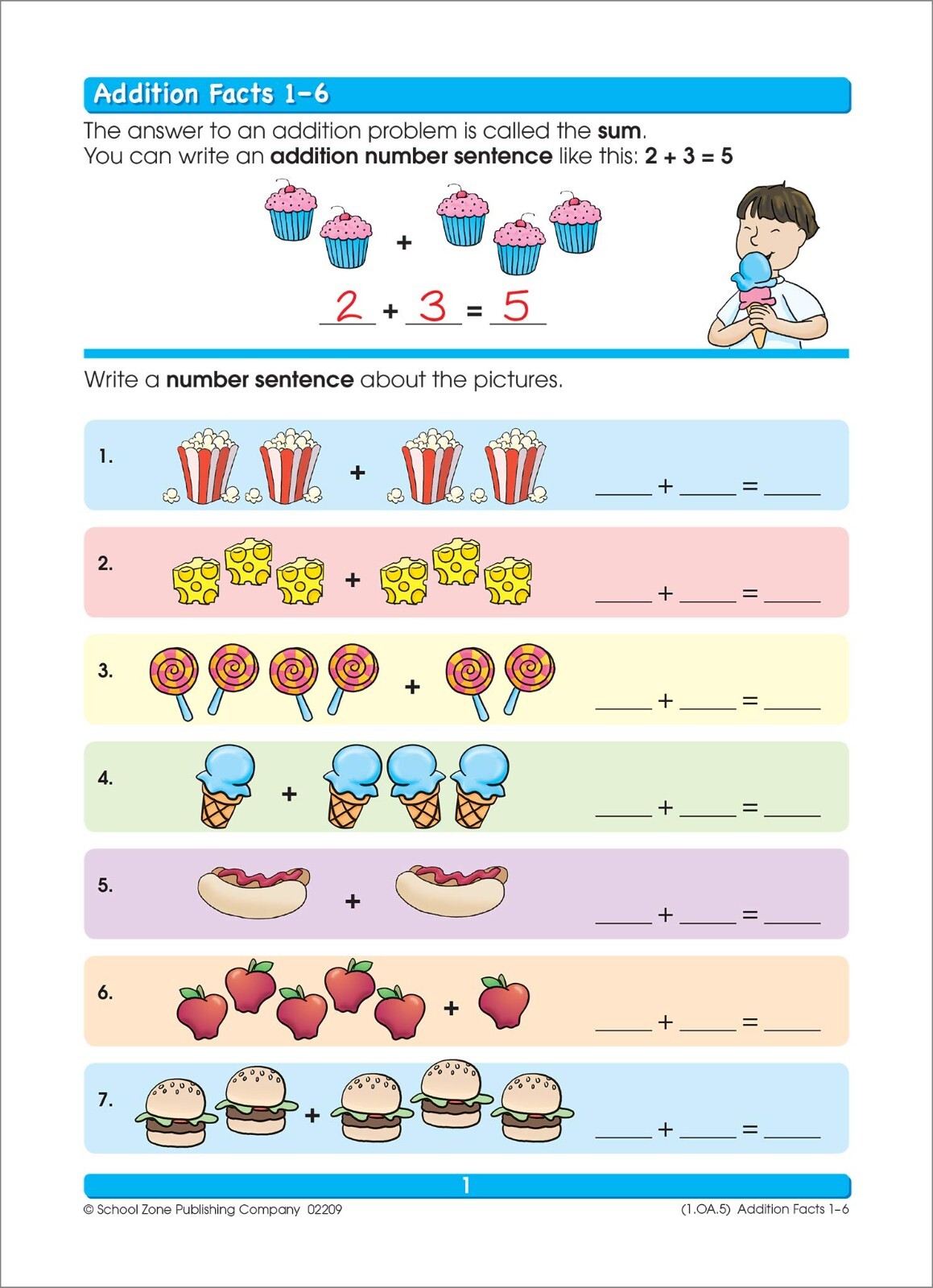 School Zone Addition & Subtraction Workbook Ages 6 to 8, 1st & 2nd Grade Math