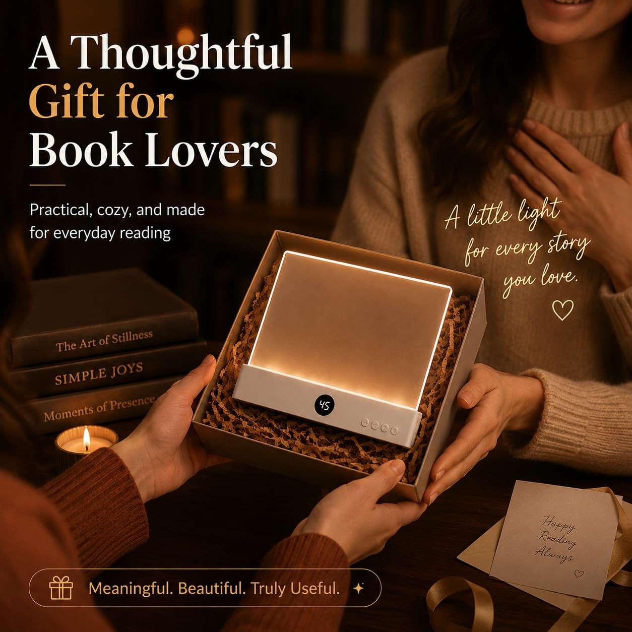 Book Light, Rechargeable Clear Flat Book Lights for Reading in Bed at Night w…