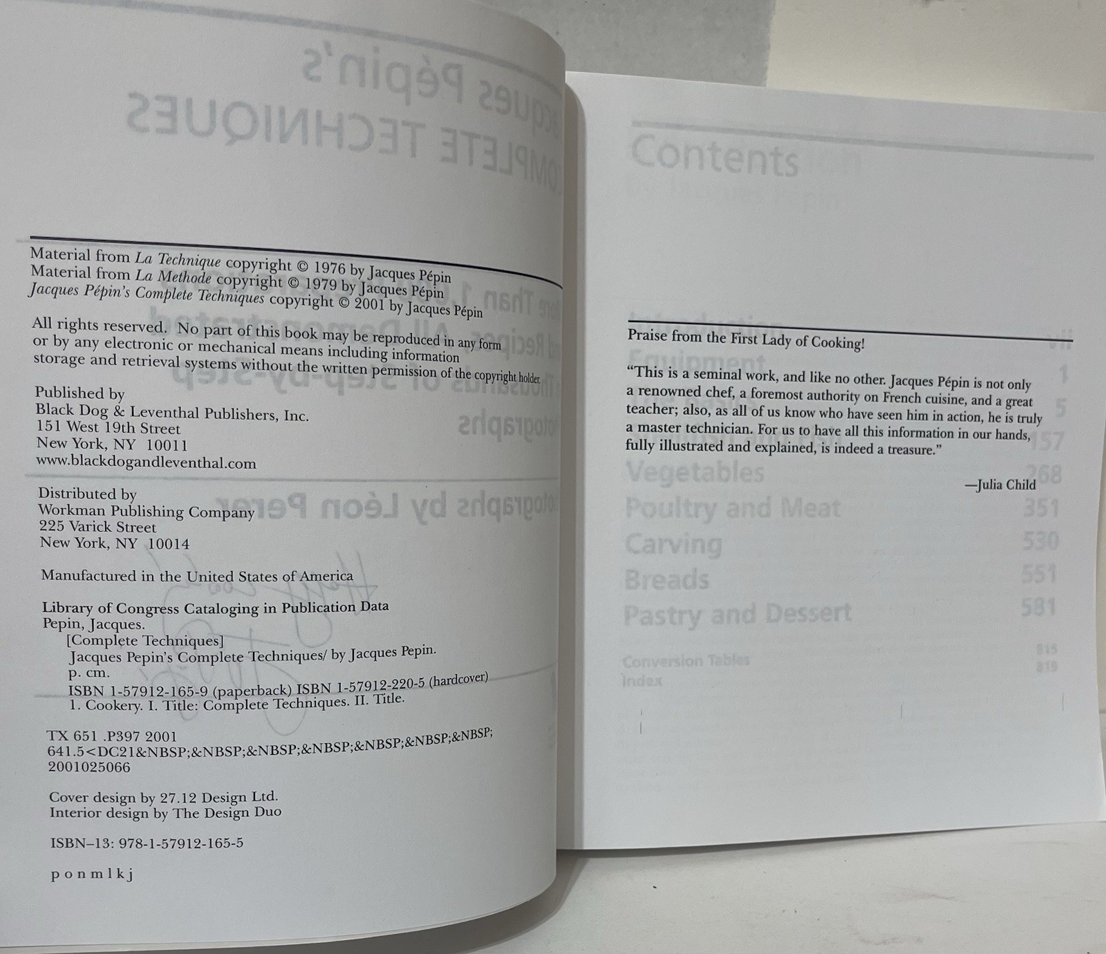 Jacques Pepin’s Complete Techniques: More Than 1,000 Preparations ..Signed 2001