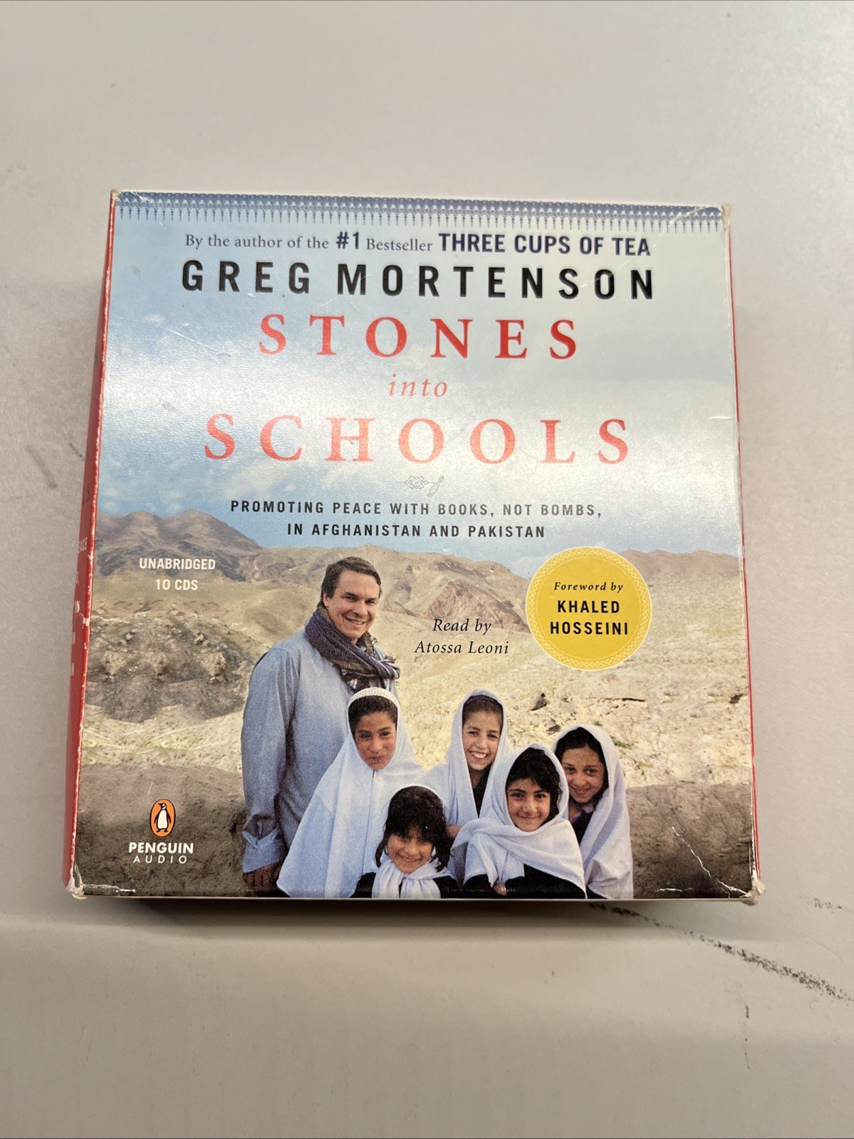 Stones into Schools by Greg Mortenson (10 CD Audiobook) Very Good Condition