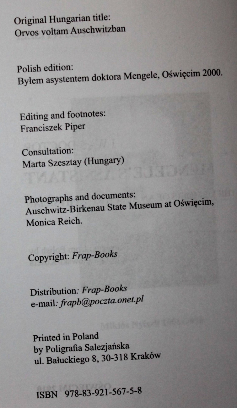 I WAS DOCTOR MENGELE’S ASSISTANT by Miklos Nyiszli (2010 TPB) Auschwitz