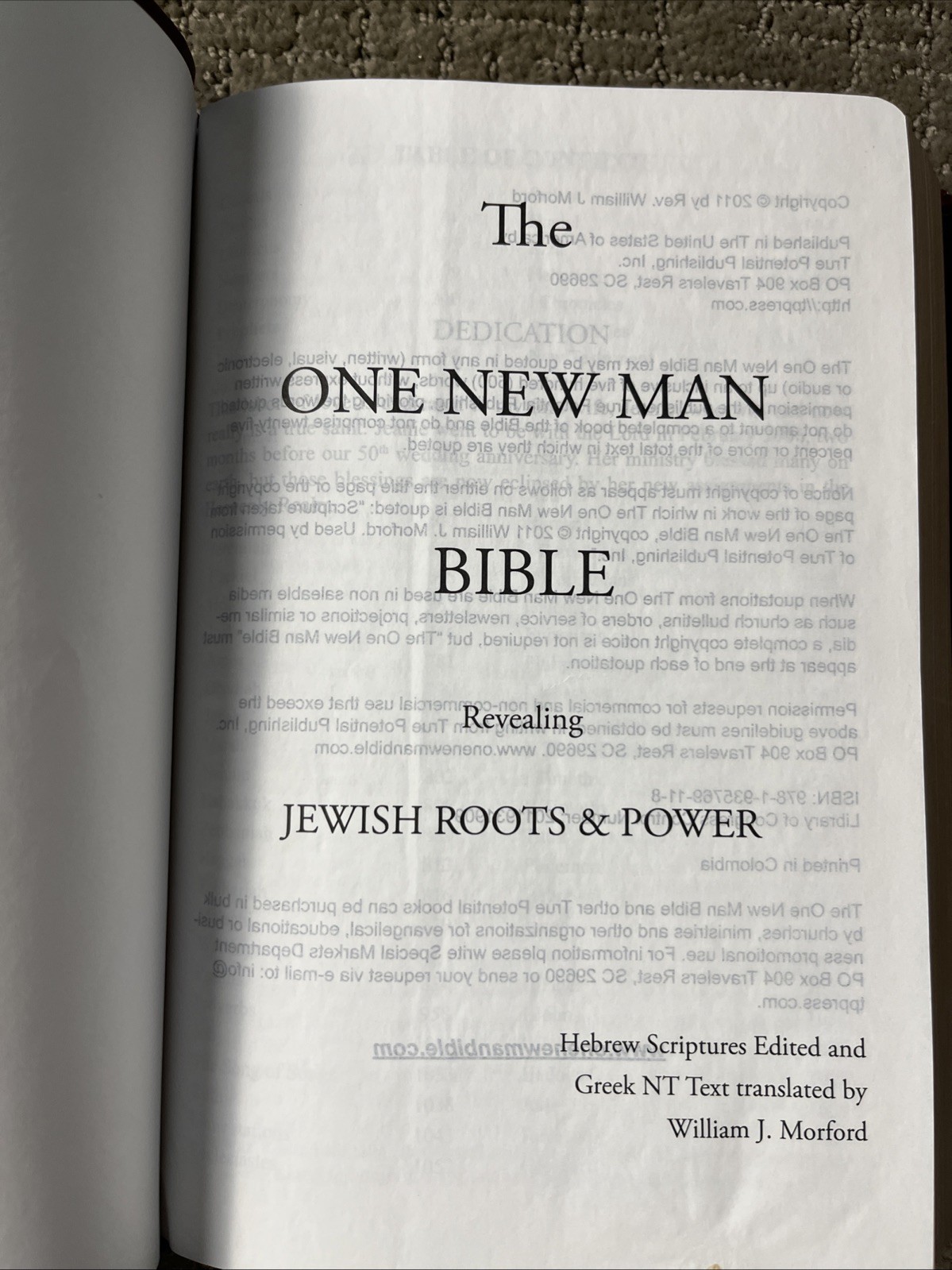 One New Man Bible Revealing Jewish Roots And Power Rev William J Morford 2011