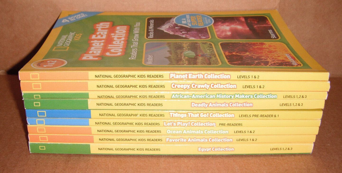 Lot of 9 National Geographic 4 Books in 1 Readers Level Pre, 1,2 & 3 Paperback