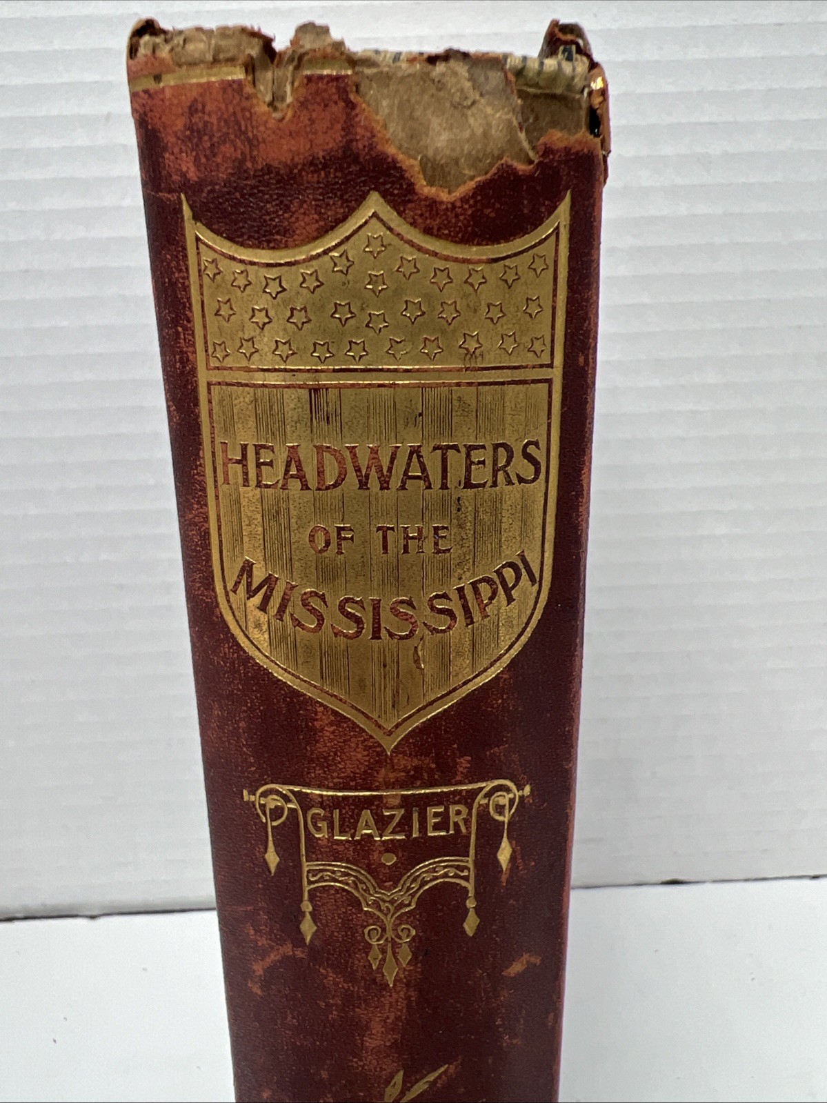 Capt. Willard Glazier,Headwaters Of The Mississippi 1894 Gilded Leather