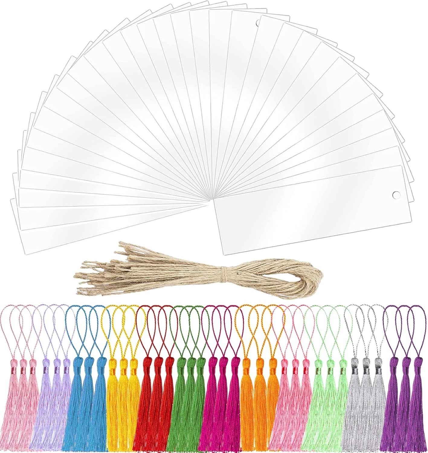 Acrylic Blank Bookmark, 30Pcs Clear Craft Book Markers with 36Pcs Colorful Ta…