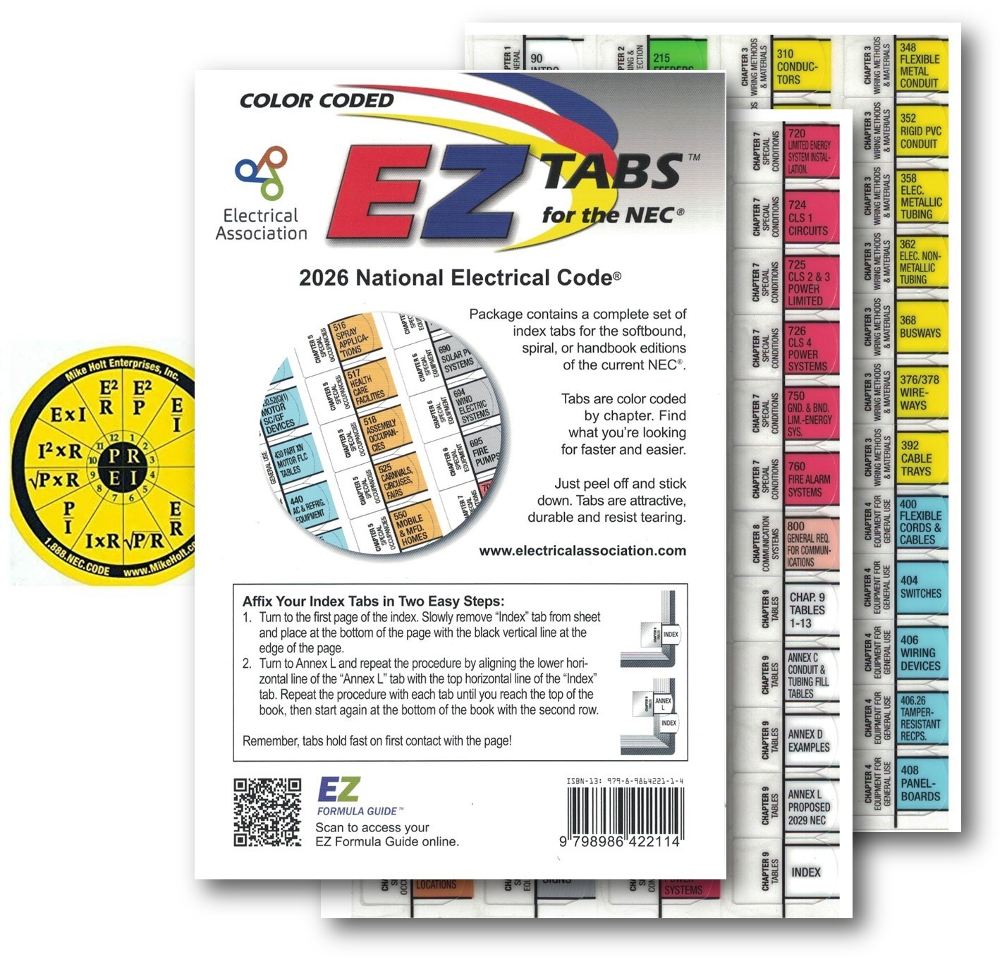2026 Color Coded EZ Tabs with EZ Formula Guide based on 2026 NEC Code books