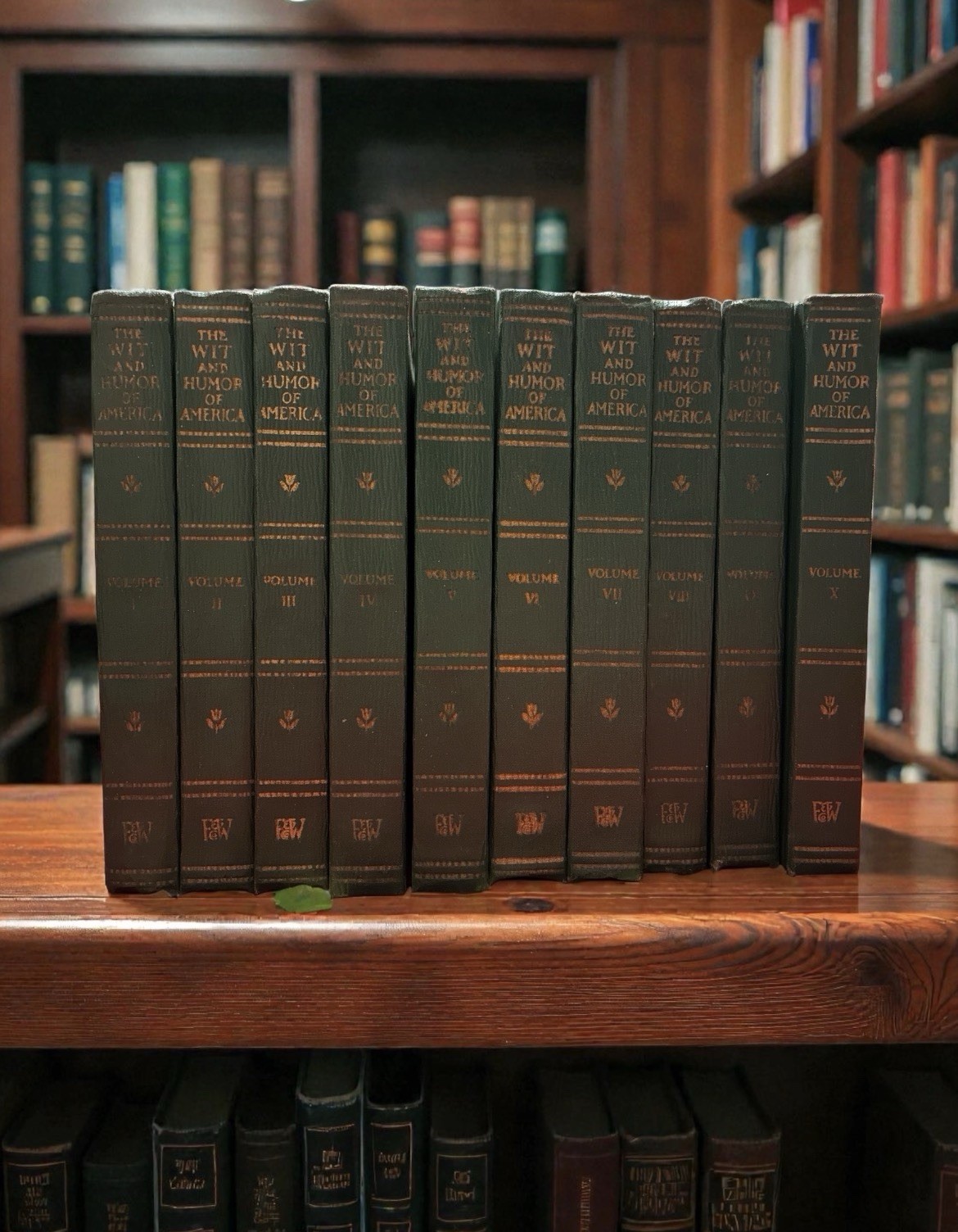 Antique 1911 Wit & Humor of America 10 Volume Set Funk Wagnalls Gilt Hardcover