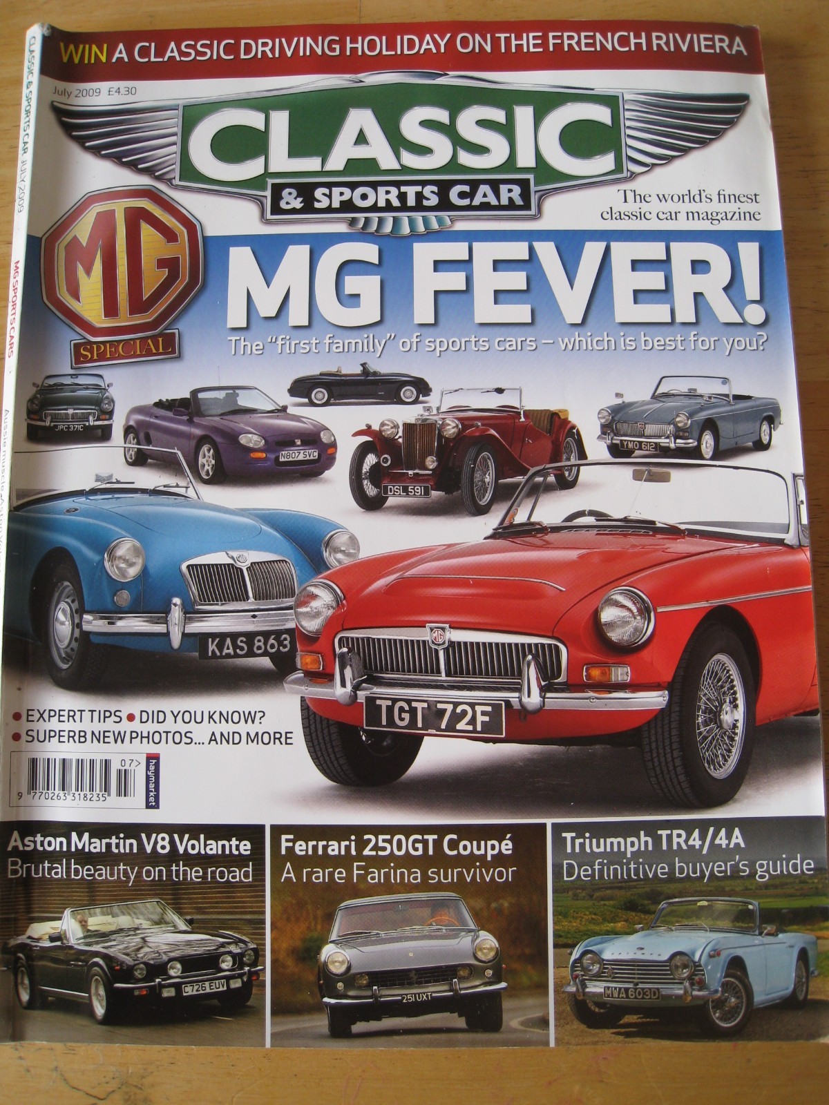 CLASSIC & SPORTSCAR JUL 2009 MG FEVER TRIUMPH TR4/4A FERRARI 250GT COUPE ASTON M