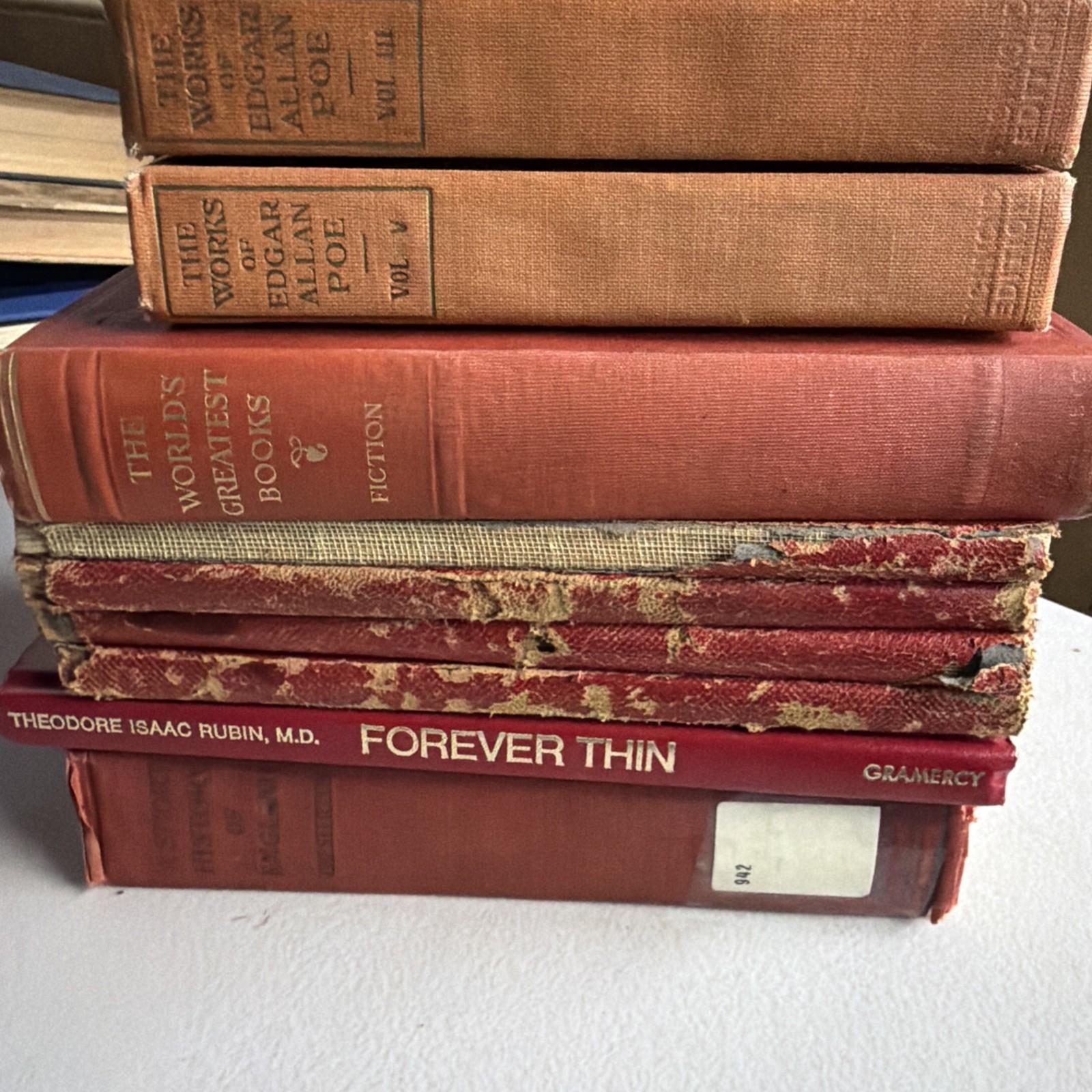 Lot of Red Vintage Old Rare Antique Hardcover Books – Random