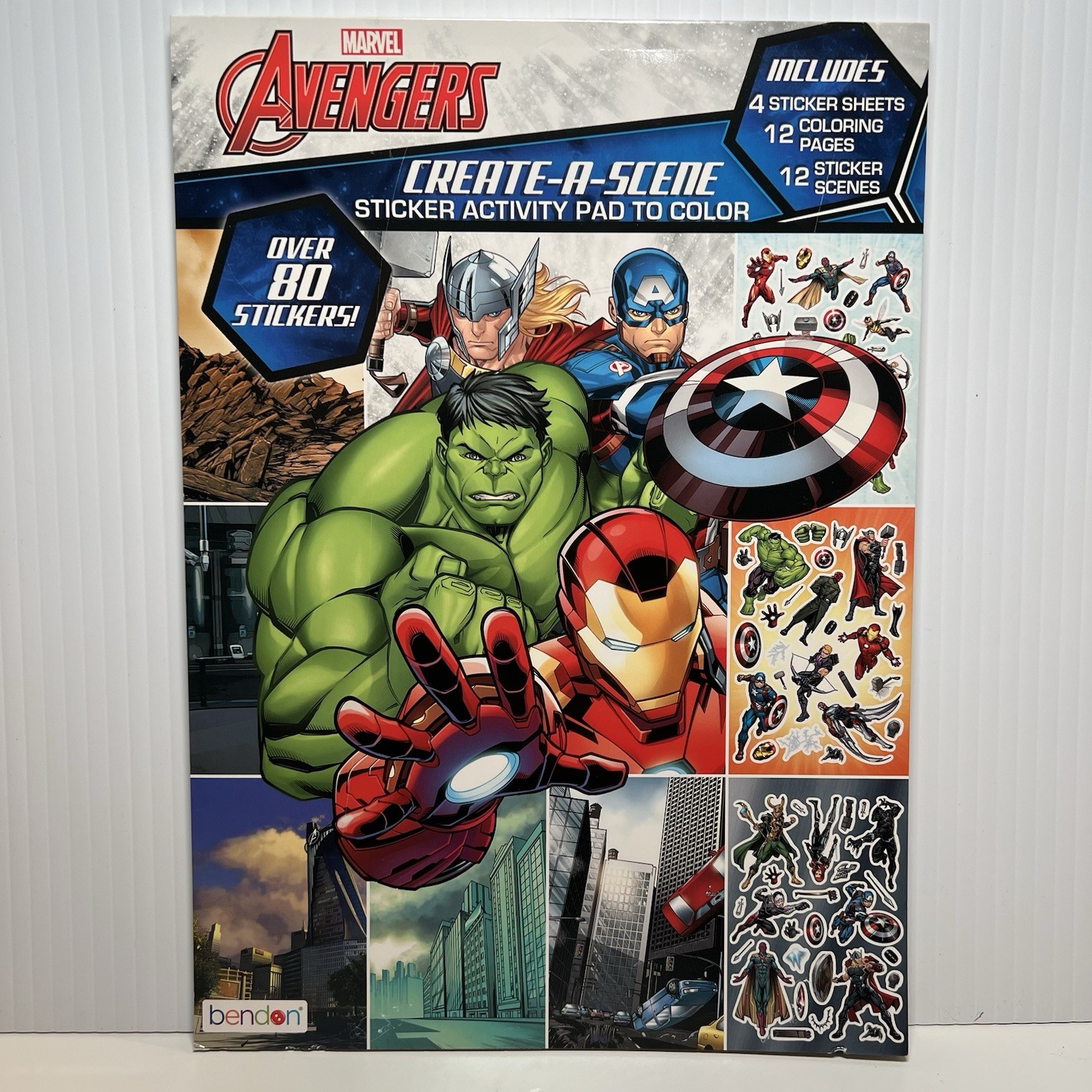Marvel Avengers Create-a-Scene Sticker Activity Pad to Color Paperback Book