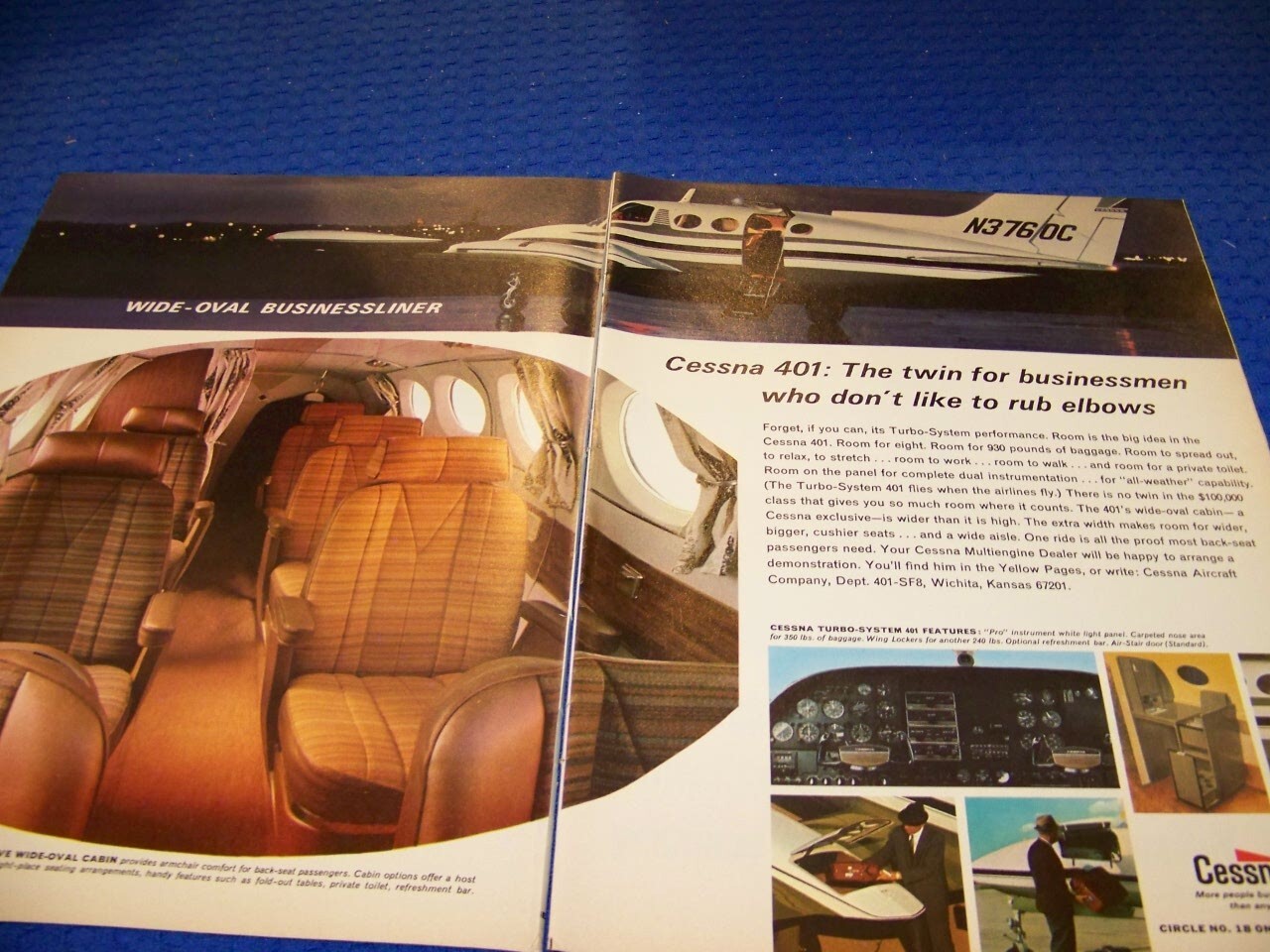 1968 CESSNA 401 & CESSNA CARDINAL & 177 “ALL-NEW”..2-PAGE SALES ADS (732KK)