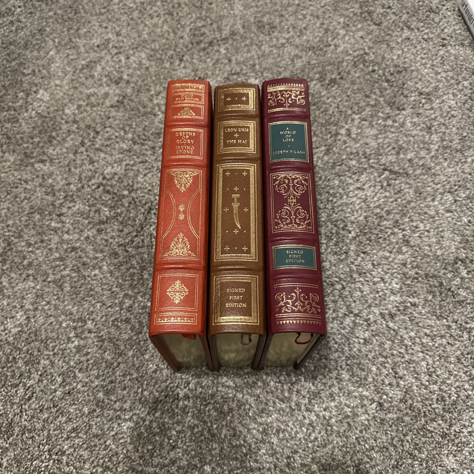 Lot of 3 Franklin Library Signed 1st Edition Books Good Red Covers