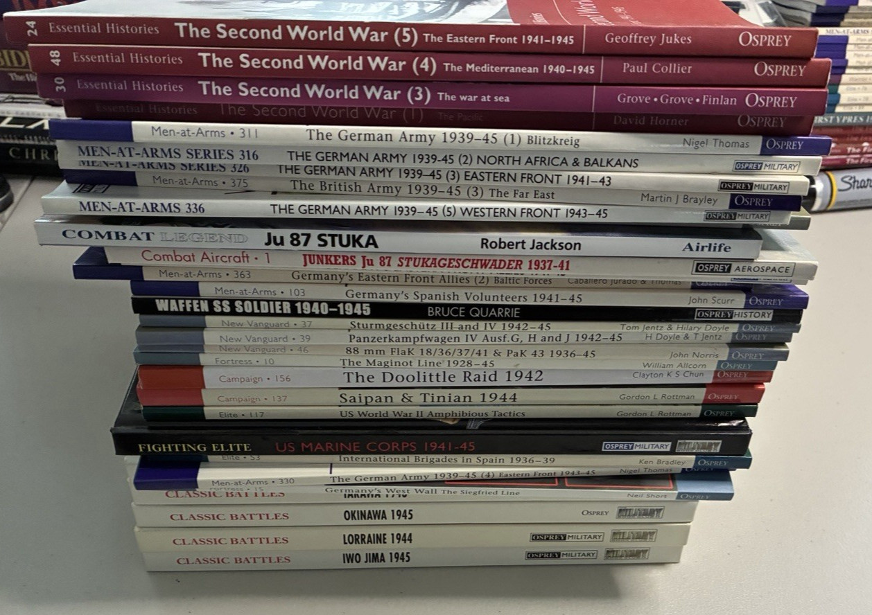 HUGE Lot 32 OSPREY Books World War II Era Soldiers Battles Uniforms Excellent