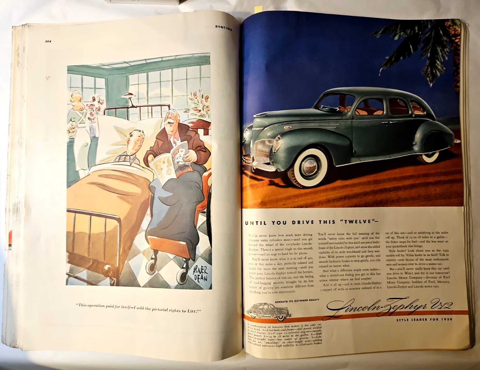 Esquire Magazines for Men~1939 Lot of (TWO~2~TWO) Vargas, Sports, Humor, Esky!