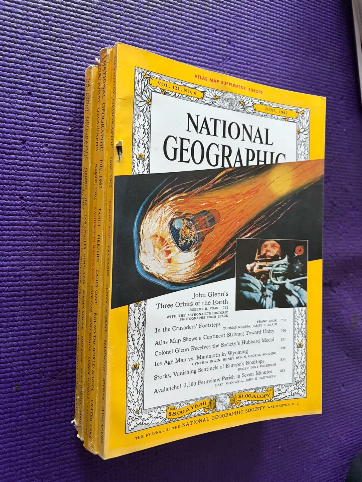 Lot Of (6) National Geographic Magazines dated 1962