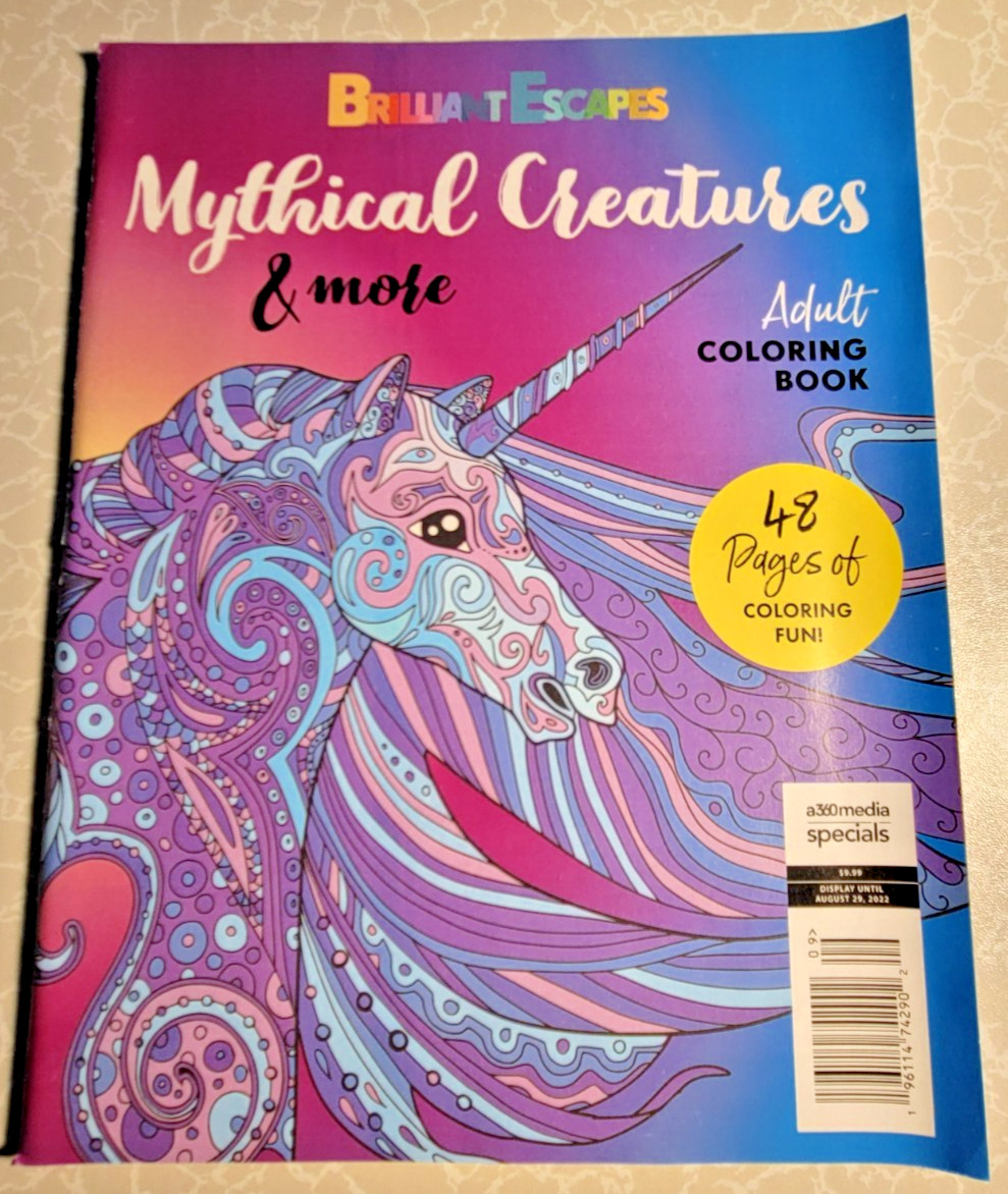 MYTHICAL CREATURES & MORE – ADULT COLORING BOOK – 48 Pages – Brilliant Escapes