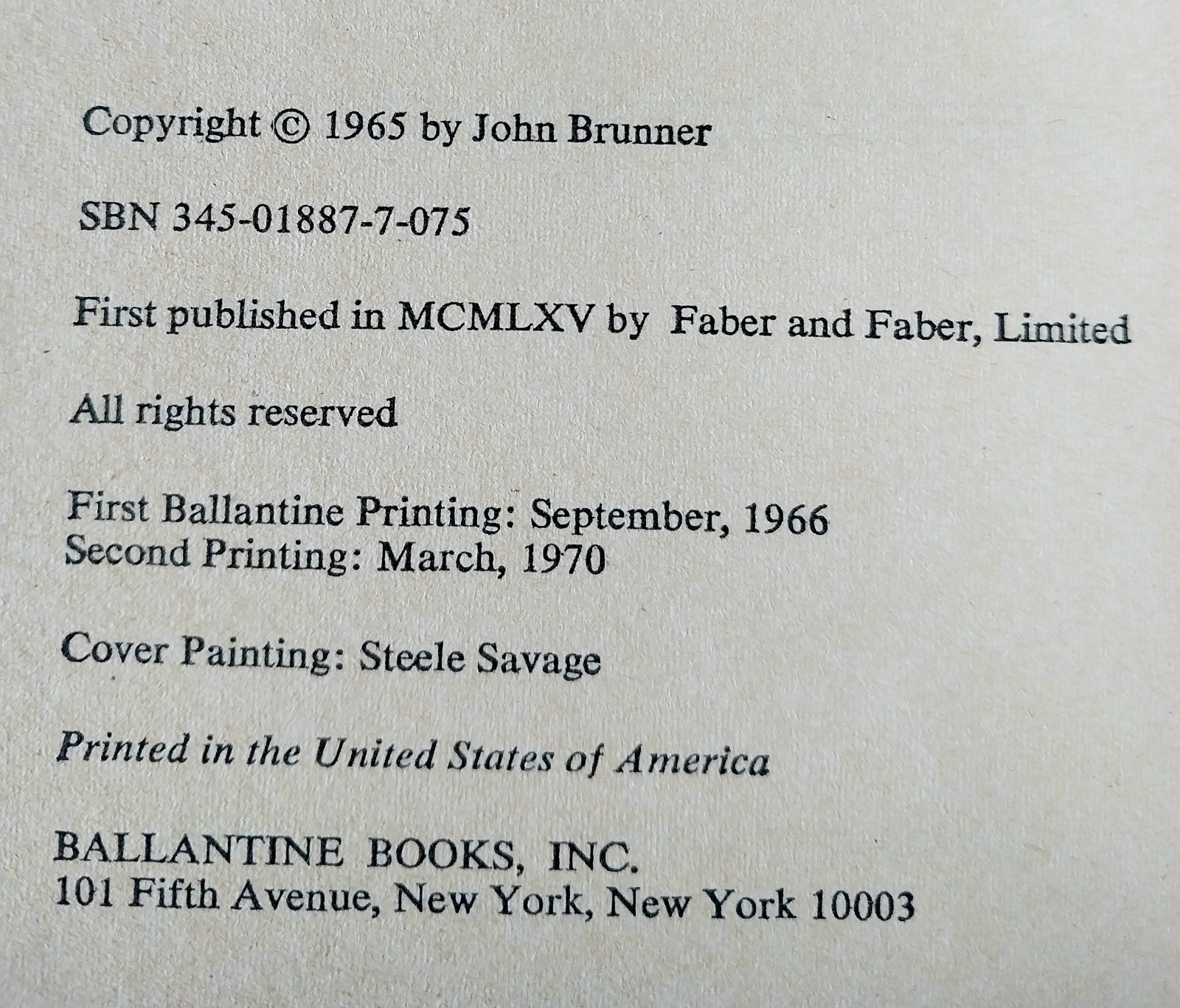 John Brunner – The Long Result – Ballantine Second Printing 1970