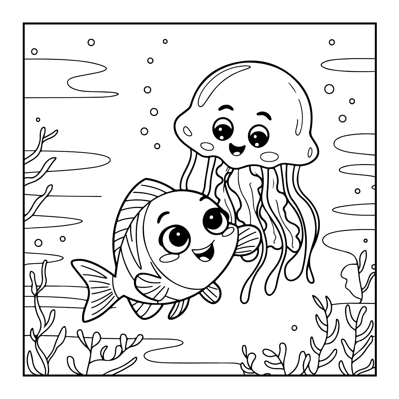 Bold fish Coloring Bookfor Kids & Adults | Cute Designs