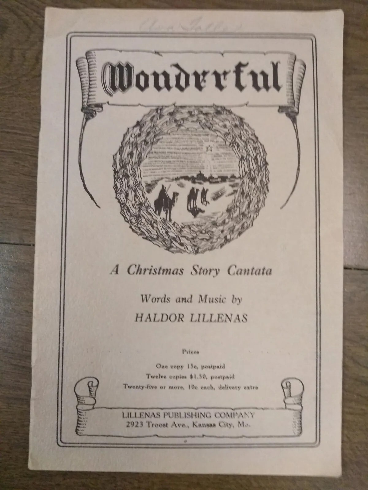 wonderful a christmas story cantata haldor lillnas 1934 music program book