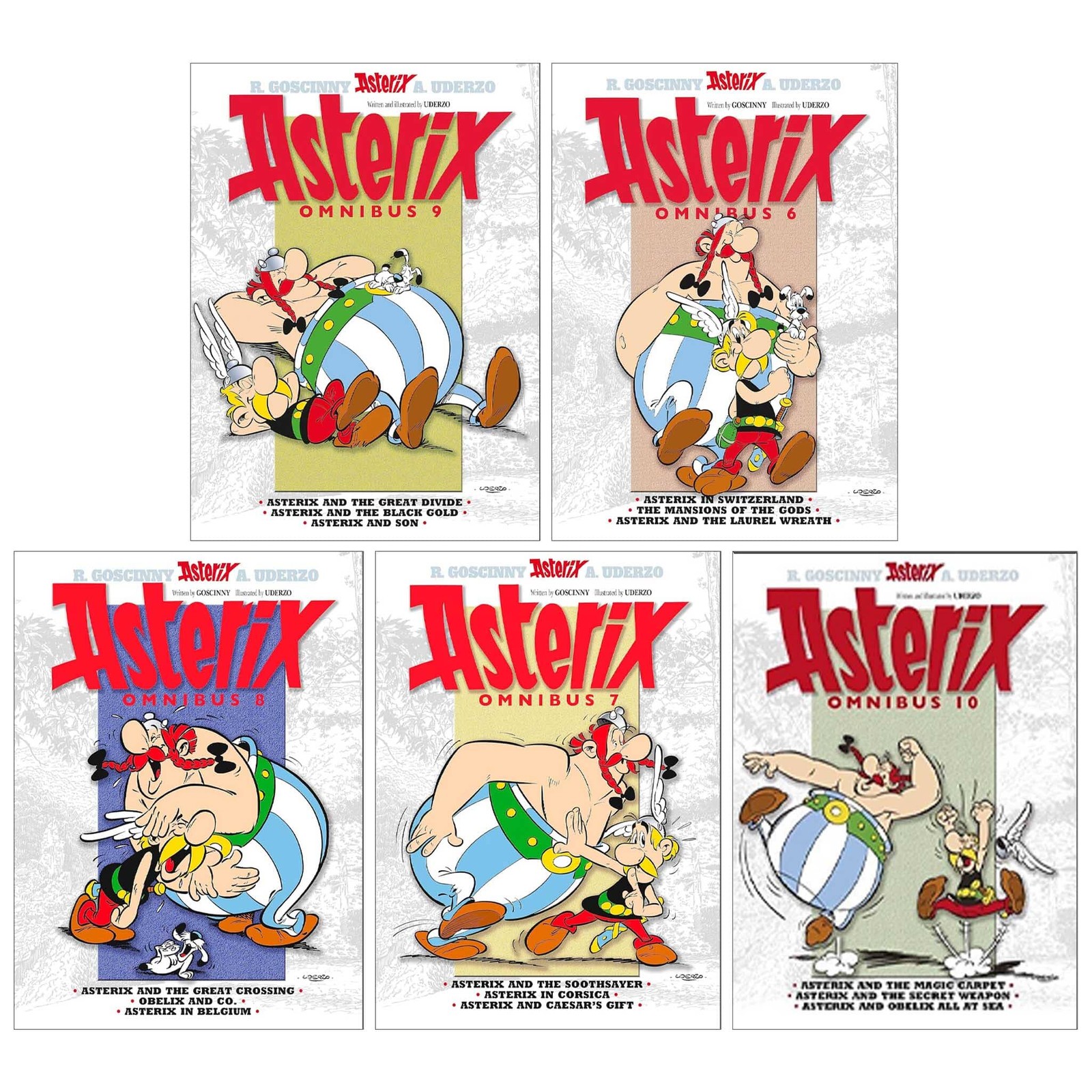 Asterix Omnibus 6-10 (Book 16-30) by Goscinny & Uderzo 5 Books – Ages 6-11 – PB
