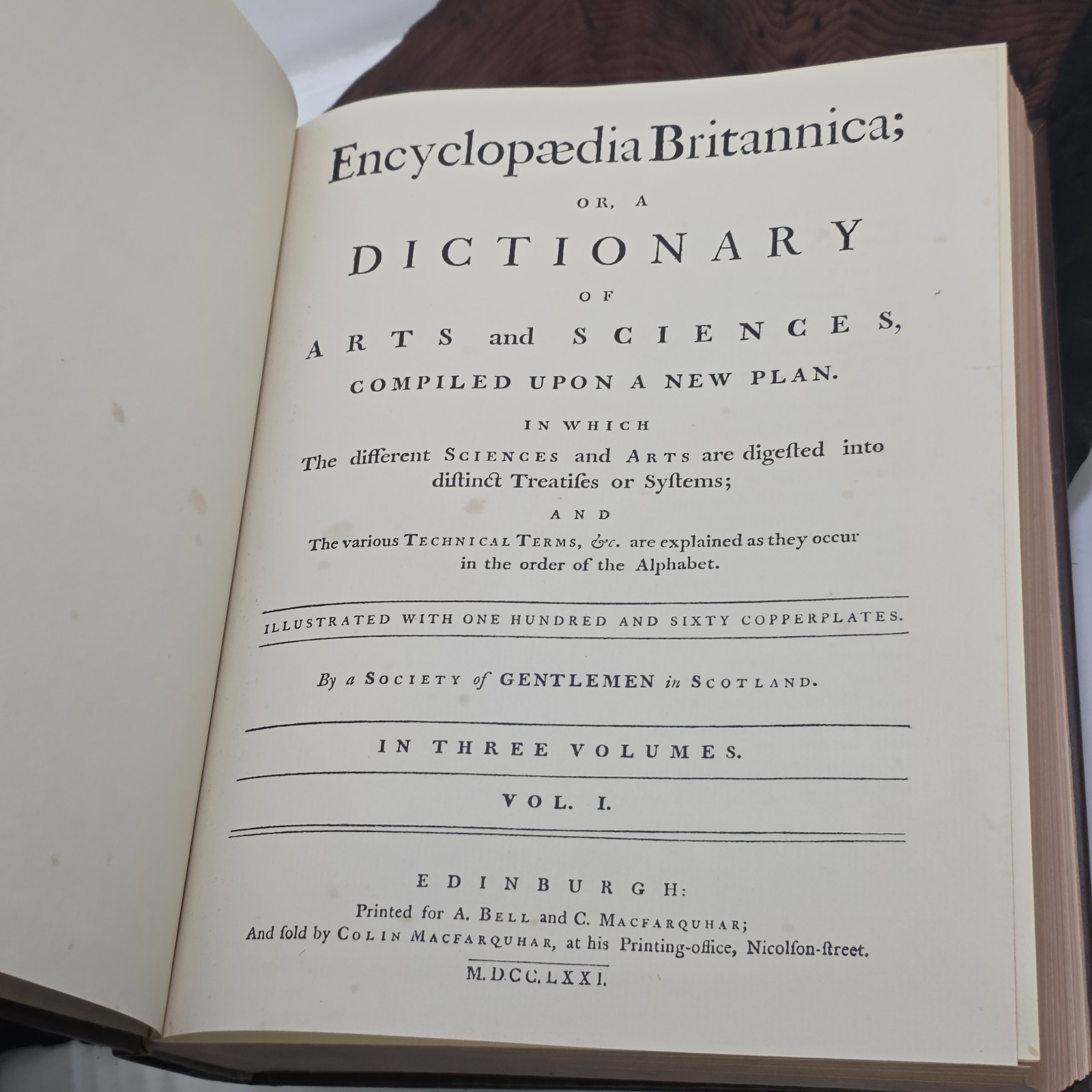 Encyclopaedia Britannica 1771 First Edition Facsimile 3 Vol Set Hardcover