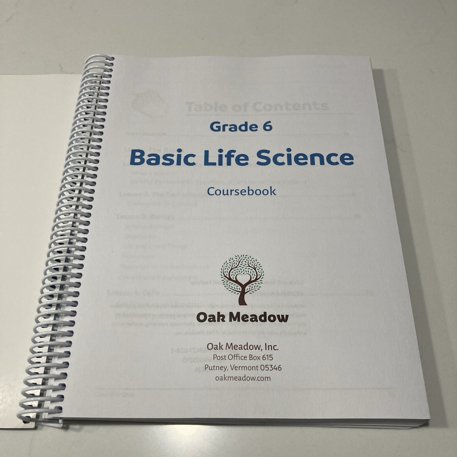 Oak Meadow Grade 6 Basic Life Science Coursebook and Teacher Manual Homeschool