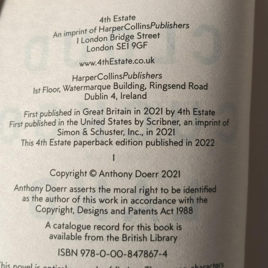 Anthony Doerr Cloud Cuckoo Land UK Paperback 2022, 580 pages, Excellent