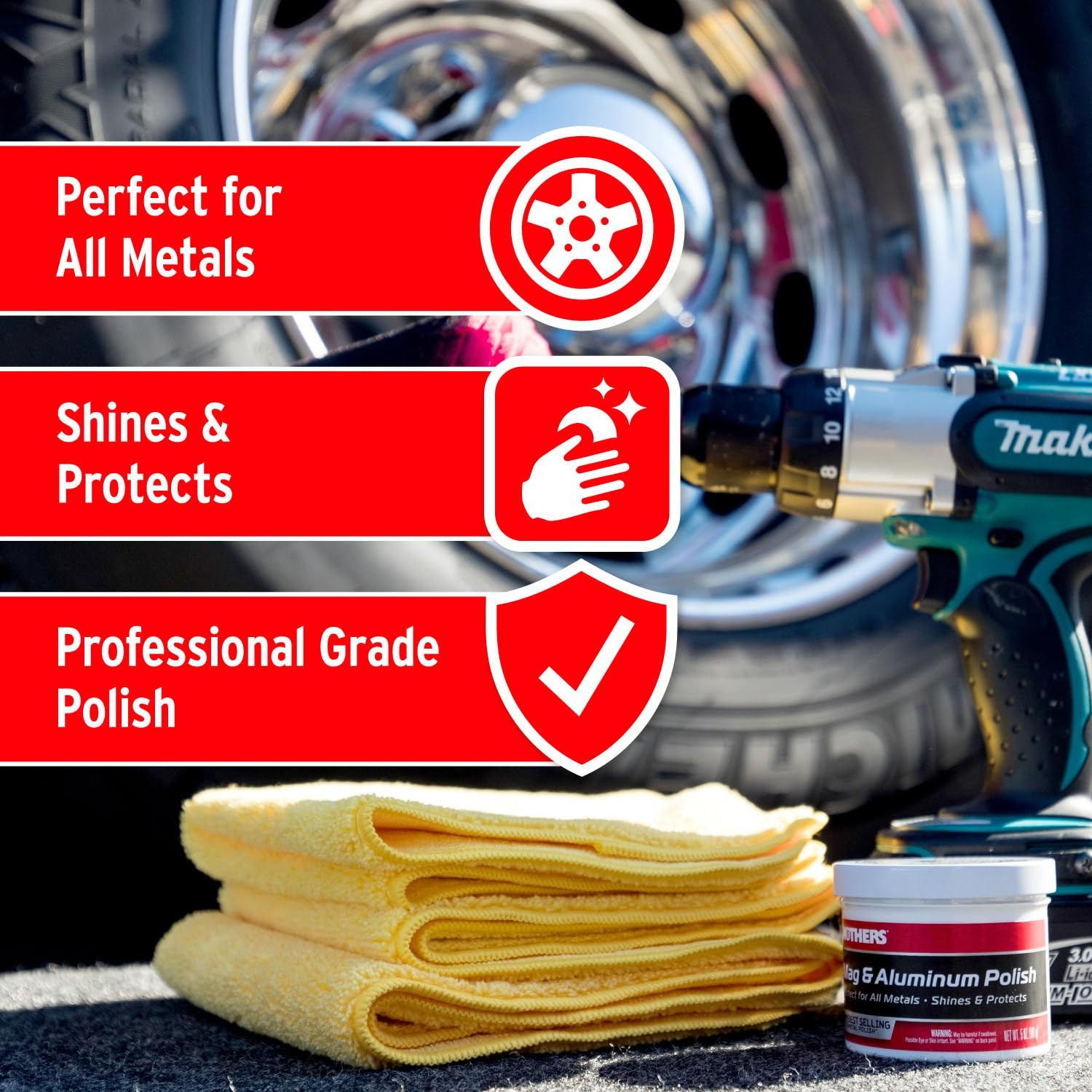 Mag & Aluminum Polish 5oz Metal Polish for Wheels Stainless Steel Brass