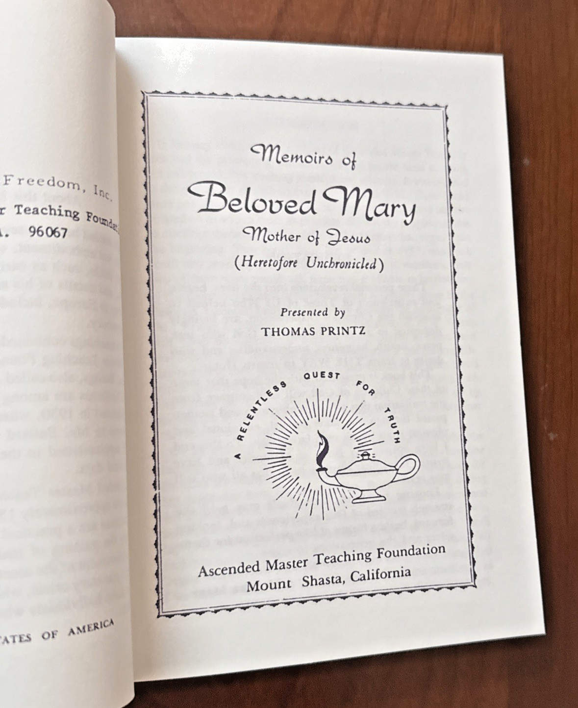 Memories of Beloved Mary Mother of Jesus By Thomas Printz – Ascended Master 1986