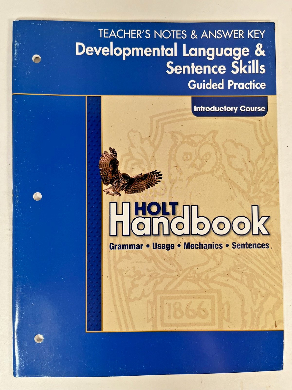 Holt Developmental Language & Sentence Skills Guide Practice TE & ANS 0030663938