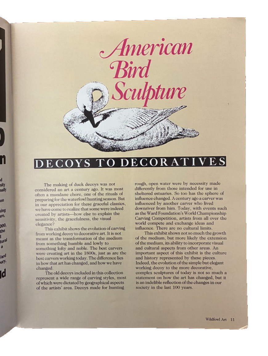 2 Wildfowl Art Magazines Spring & Winter 1987 Song Birds Mallard Decoys