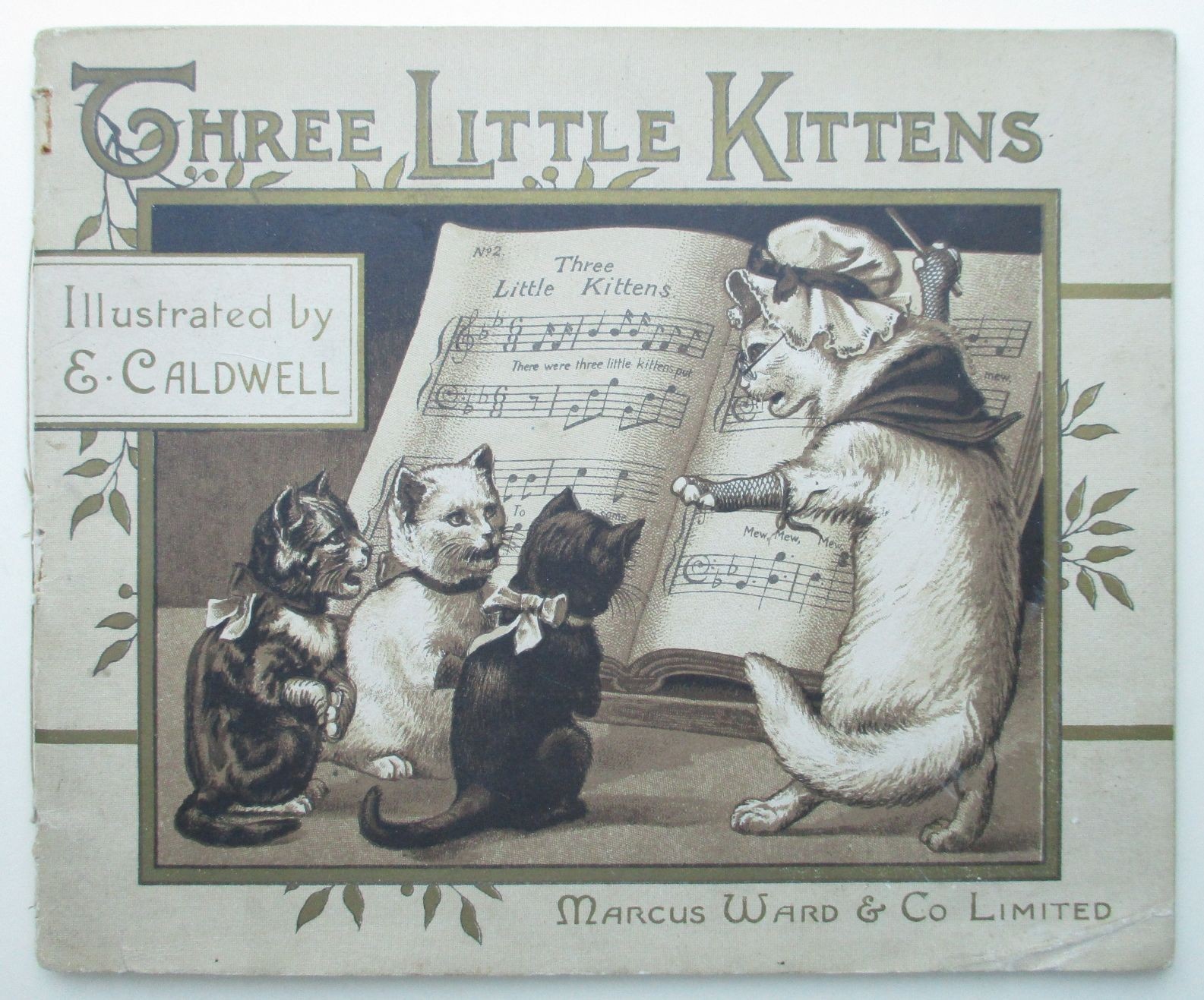 EXTREMELY RARE ANTIQUARIAN C. 1886 THREE LITTLE KITTENS E CALDWELL ILLUSTRATED