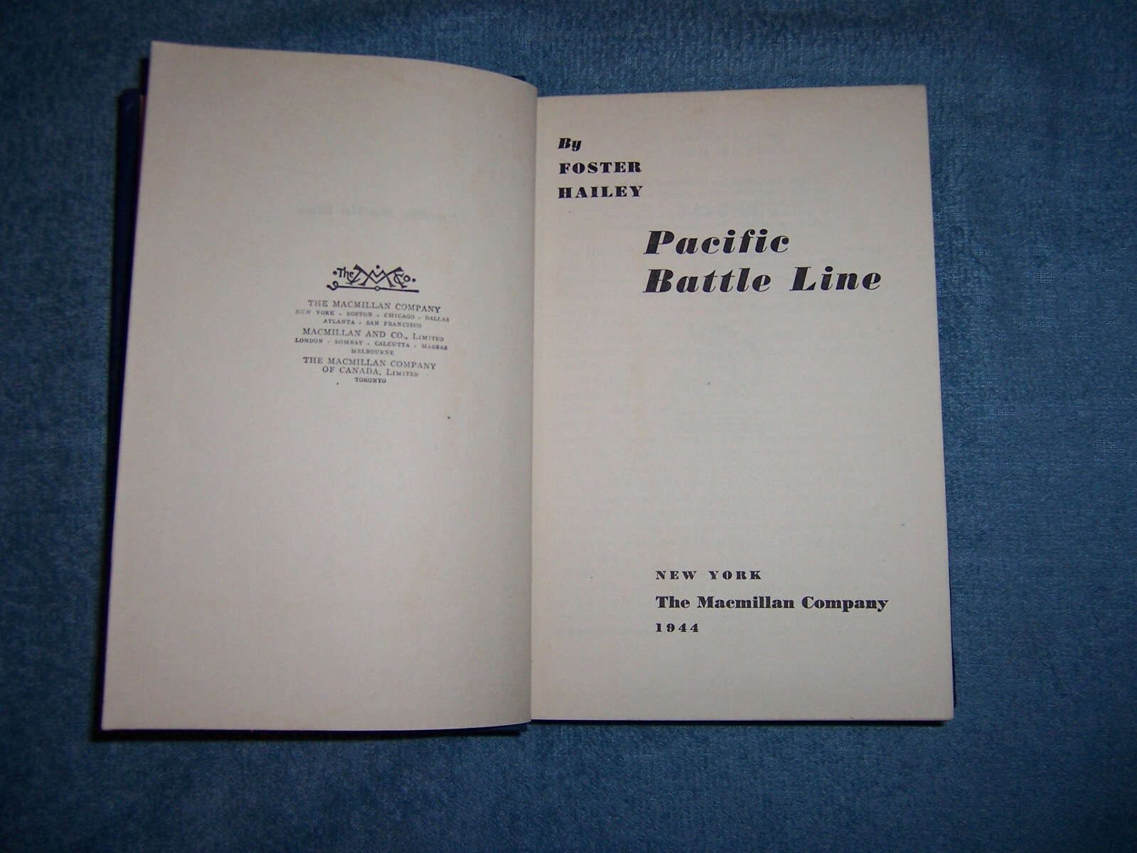 PACIFIC BATTLE LINE by Foster Hailey/1st Ed/HCDJ/Military/WWII 1939-45