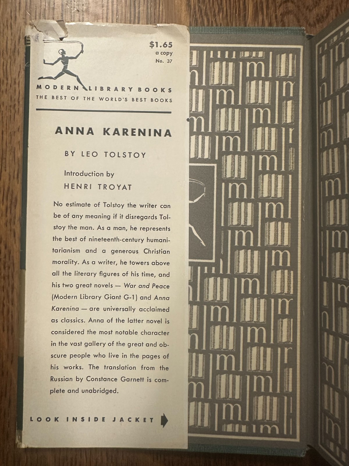 Anna Karenina by Leo Tolstoy – 1950 Modern Library HC/DJ WAR & PEACE RUSSIAN LIT