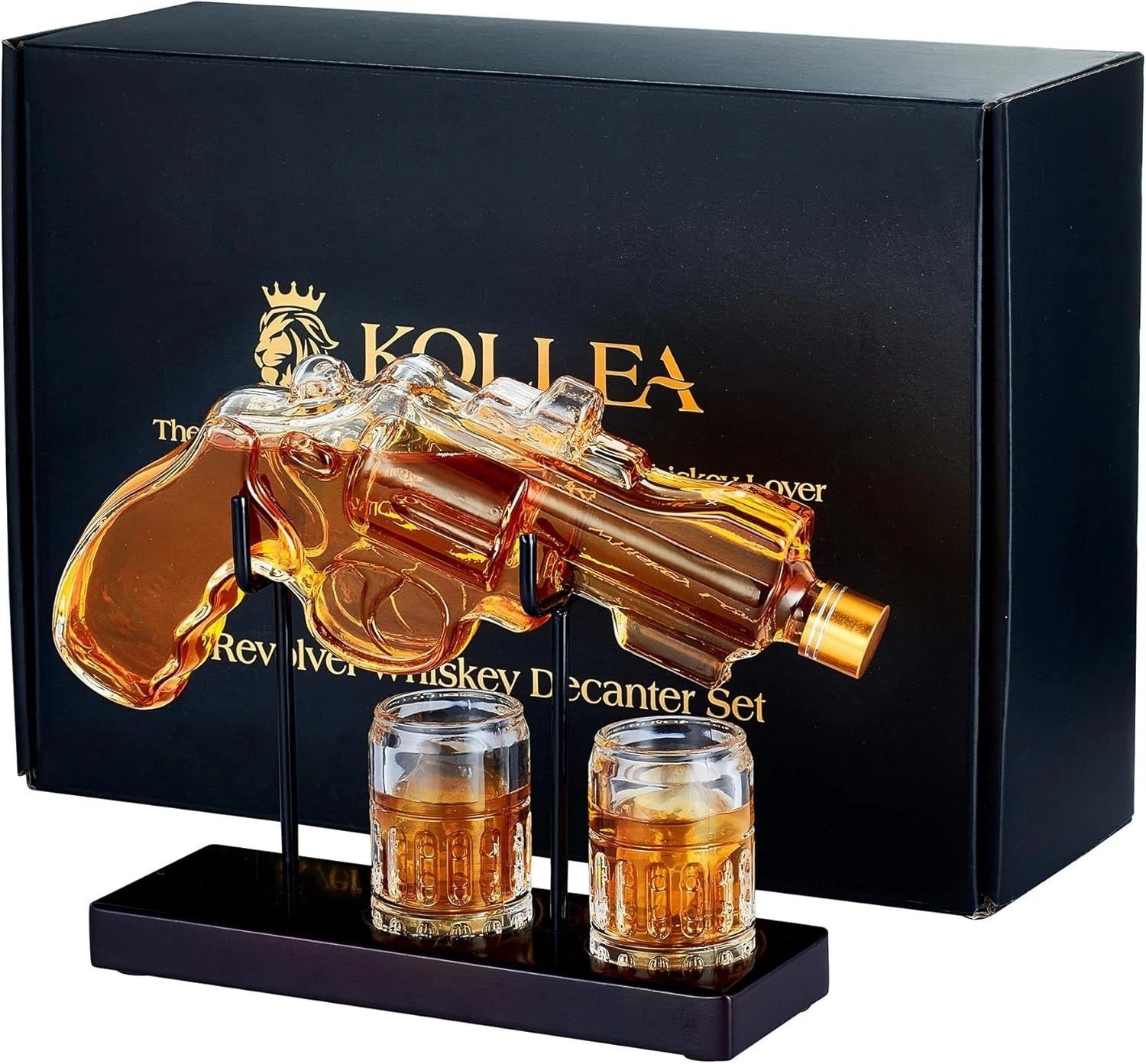 Luxury Gun-Shaped Whiskey Decanter with Glasses – Ideal for Him, 9 oz Capacity
