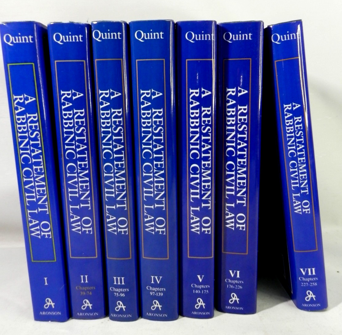 A RESTATEMENT OF RABBINIC CIVIL LAW : 7 Volume Set Emanuel Quint – Hardcover